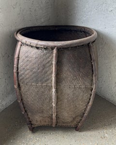 Late 19th/Early 20th Century Woven Reed Thai Fisherman's Basket