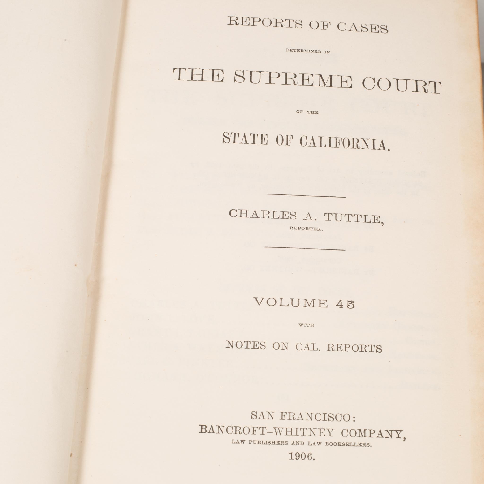 Late 19th-Early 20th Century Leather Bound California Supreme Court Books 2