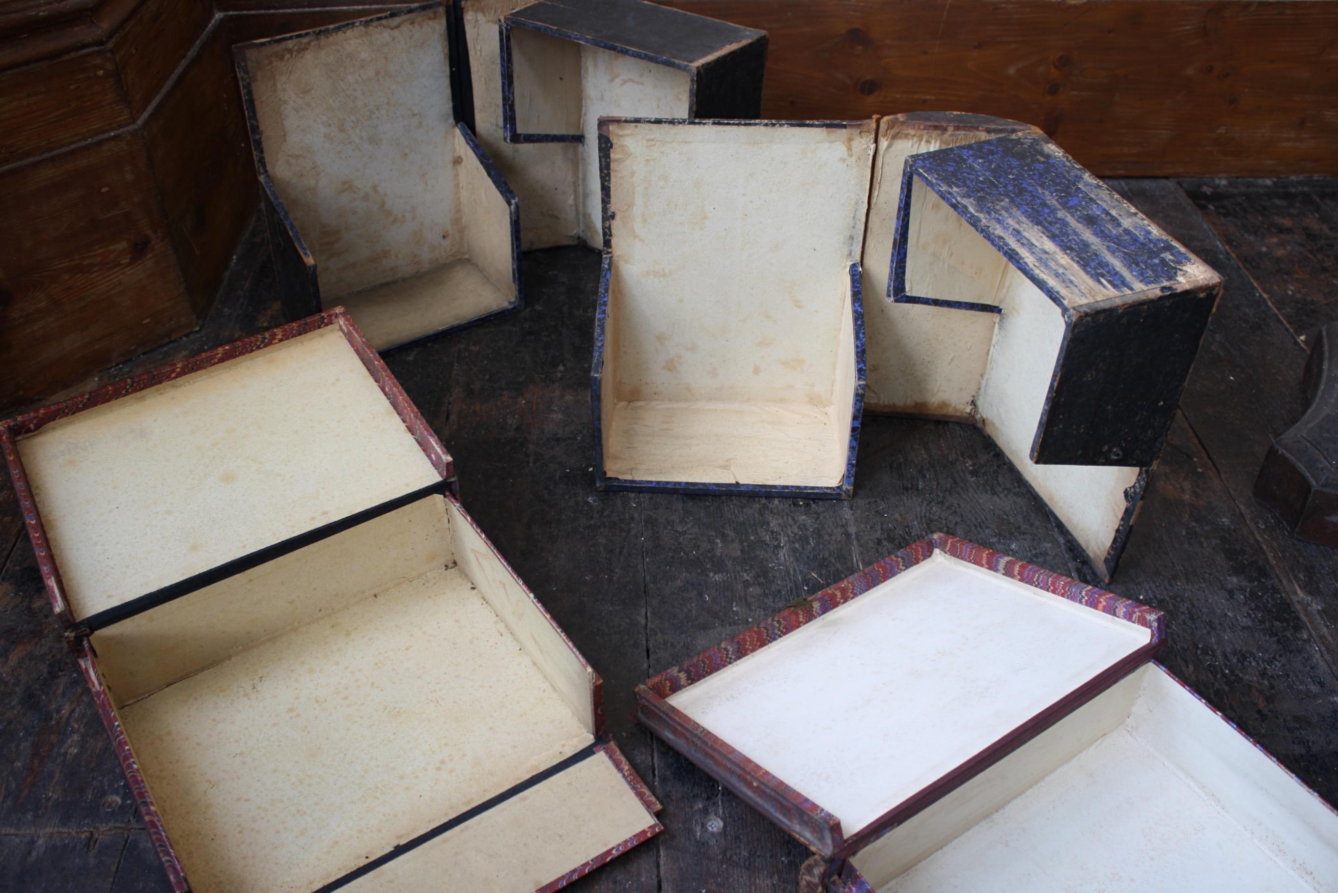Late 19th/Early 20th Collection of Four French Leather & Board Faux Book Boxes 7