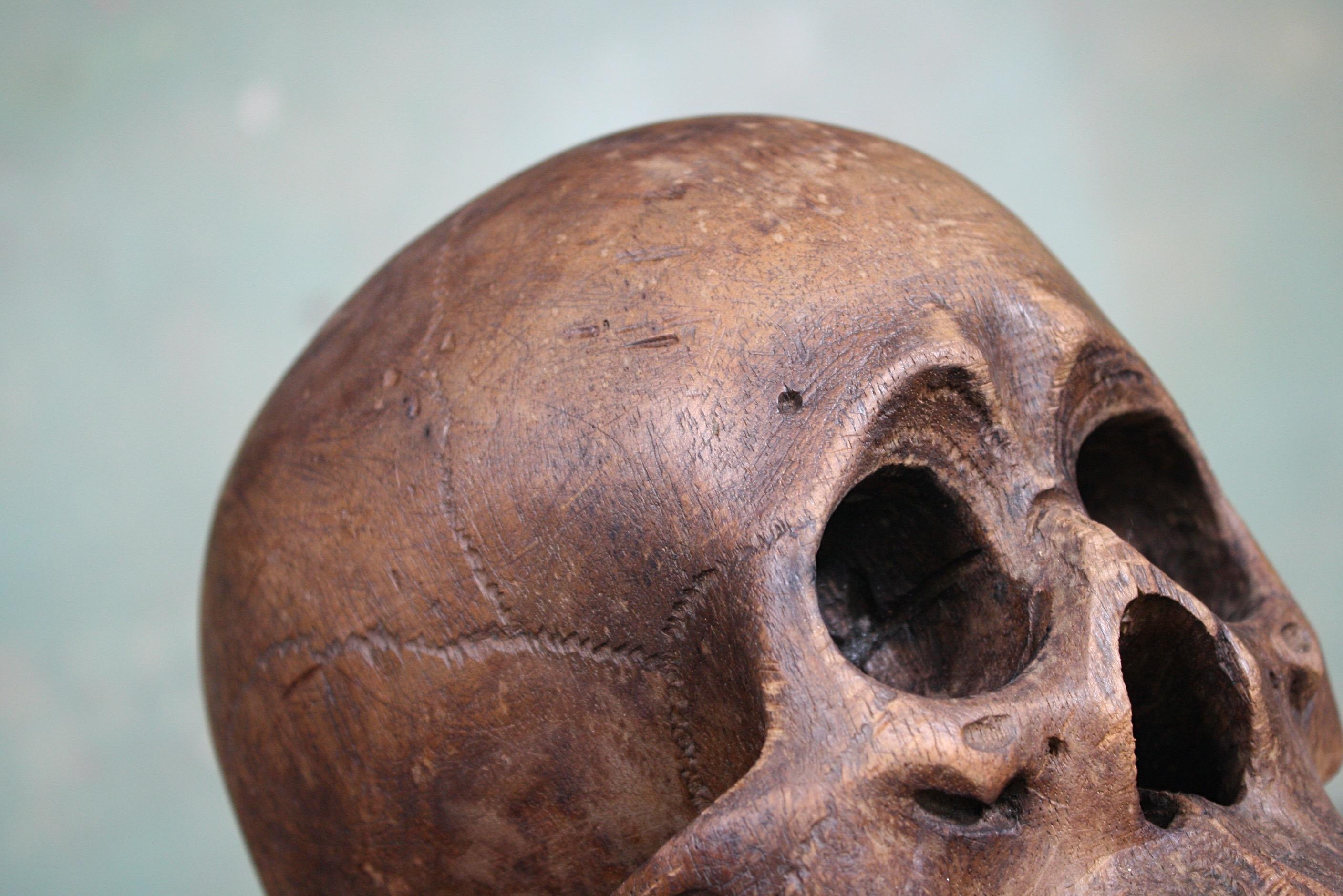 Late 19th-Early 20th Century Life-Size Treen Carved Memento Mori Human Skull 7