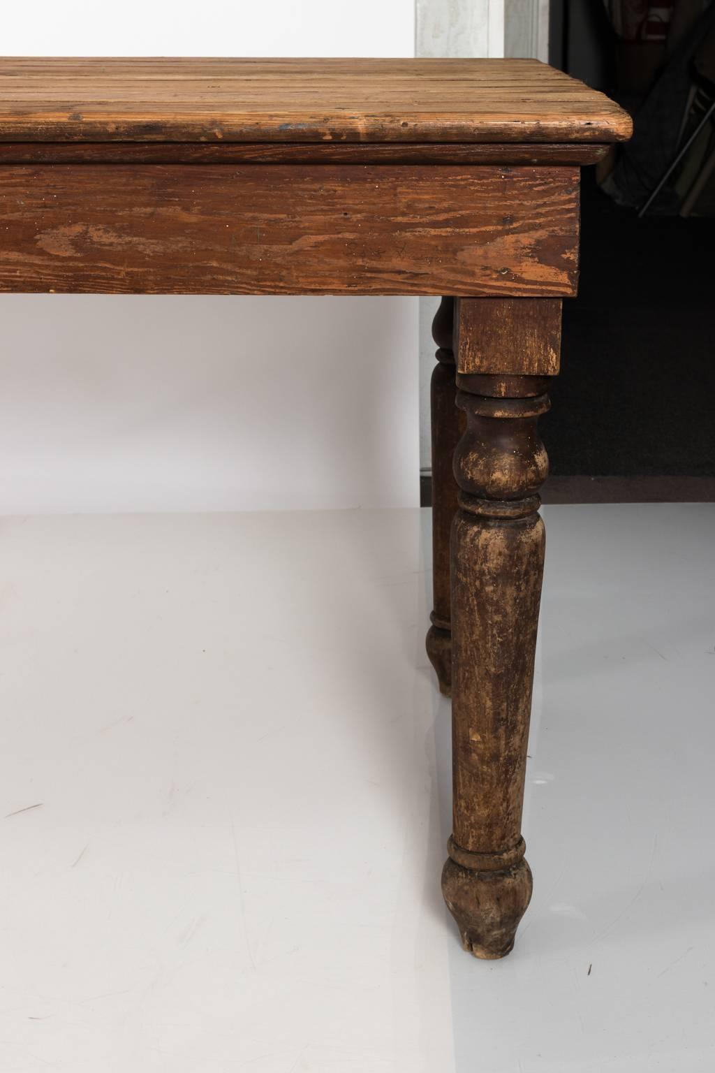 Late 19th English Century Rustic Pine Board Farm Table 10
