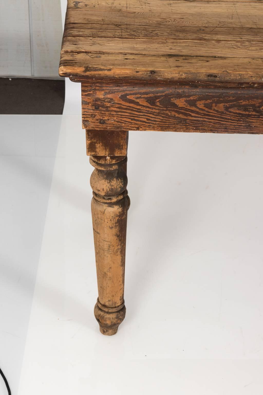 Late 19th English Century Rustic Pine Board Farm Table 14