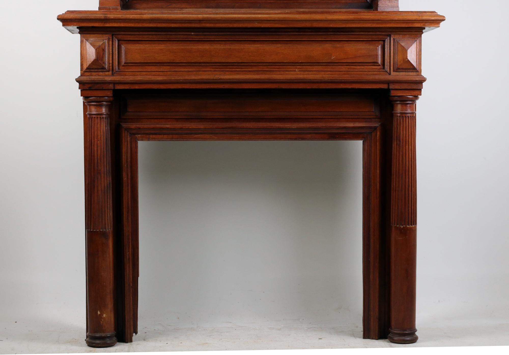 19th Century Late 19th Fireplace Mantel Solid Oak For Sale