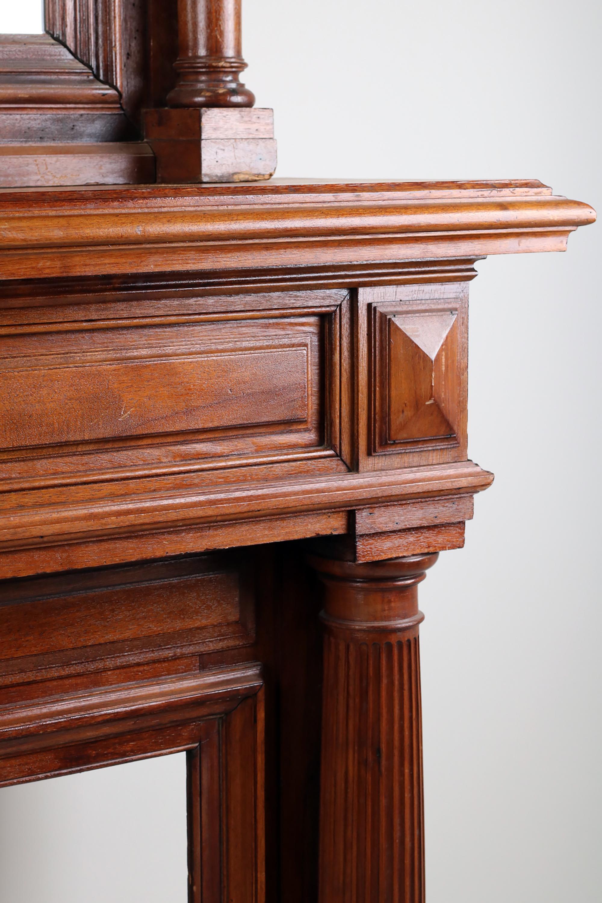 Late 19th Fireplace Mantel Solid Oak For Sale 1