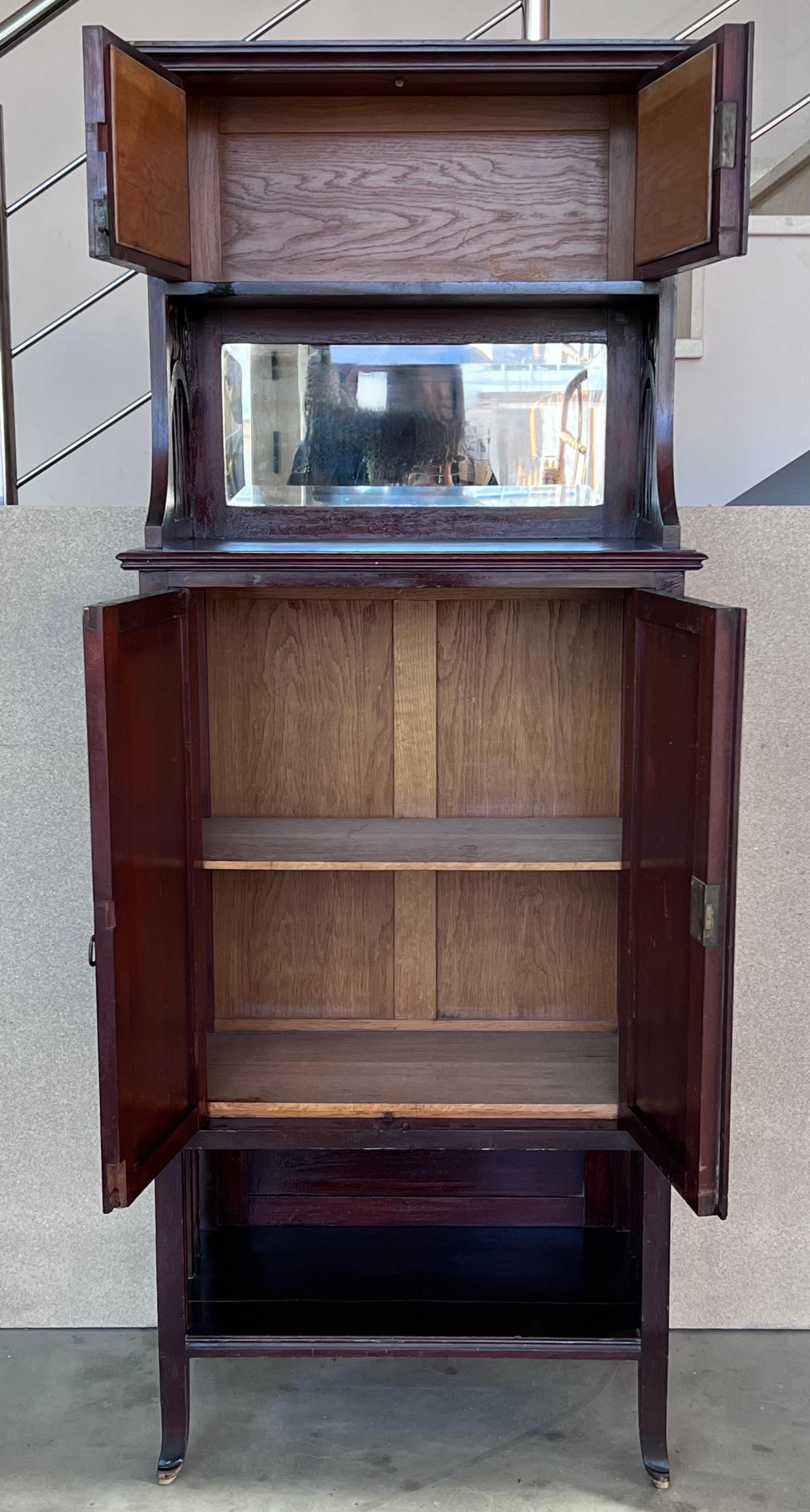 Late 19th French Art Nouveau Walnut Cabinet In Good Condition For Sale In Miami, FL