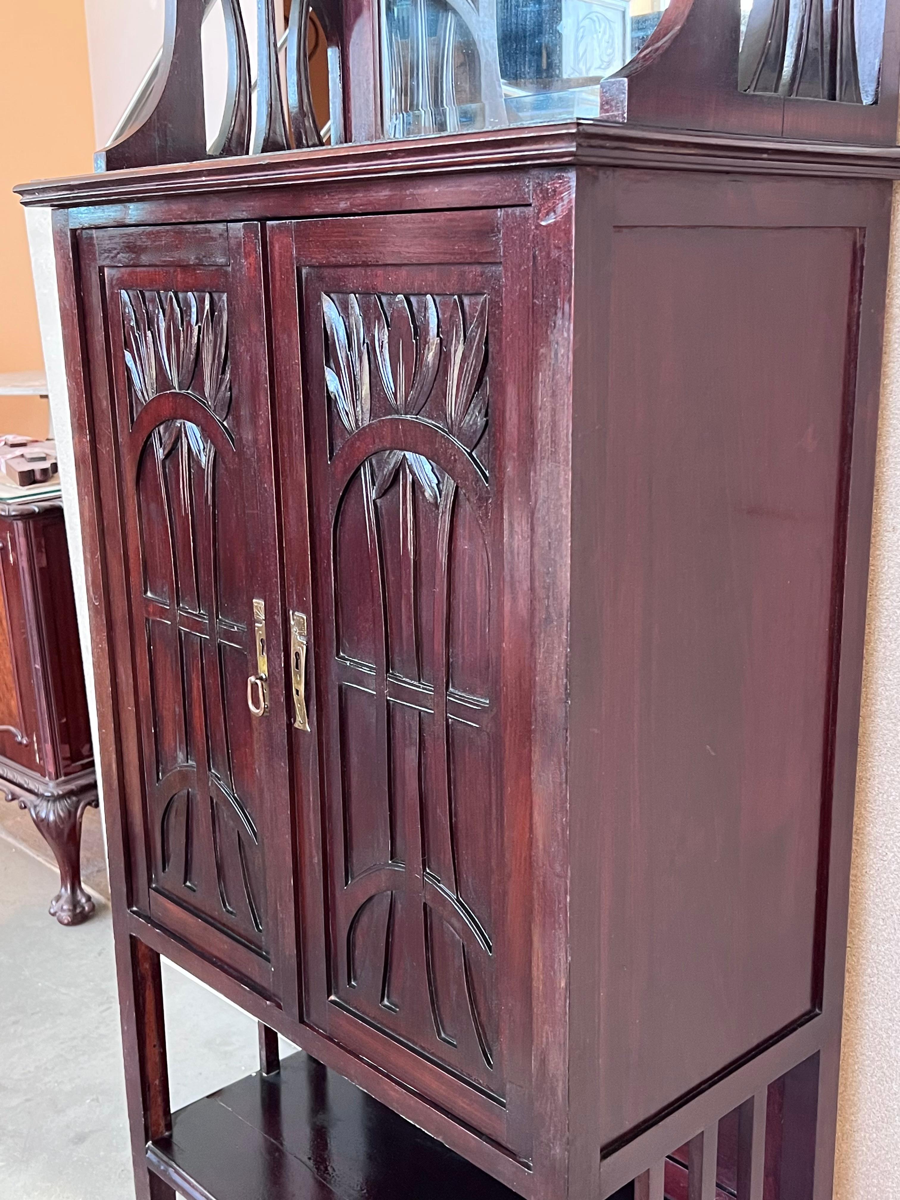 Late 19th French Art Nouveau Walnut Cabinet For Sale 1
