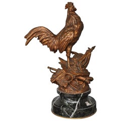 Cock français de la fin du XIXe siècle en bronze d'Edouard Drouot