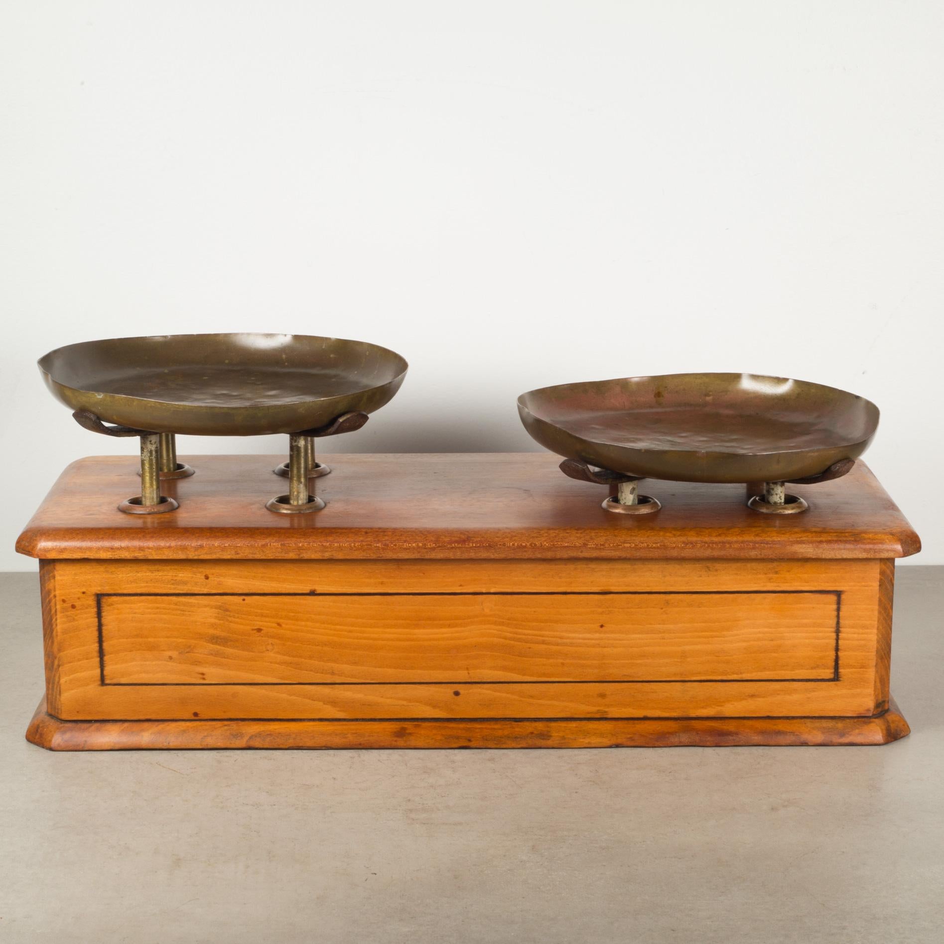 Late Victorian Late 19th French Mahogany & Brass Balance Scale, c.1870 For Sale