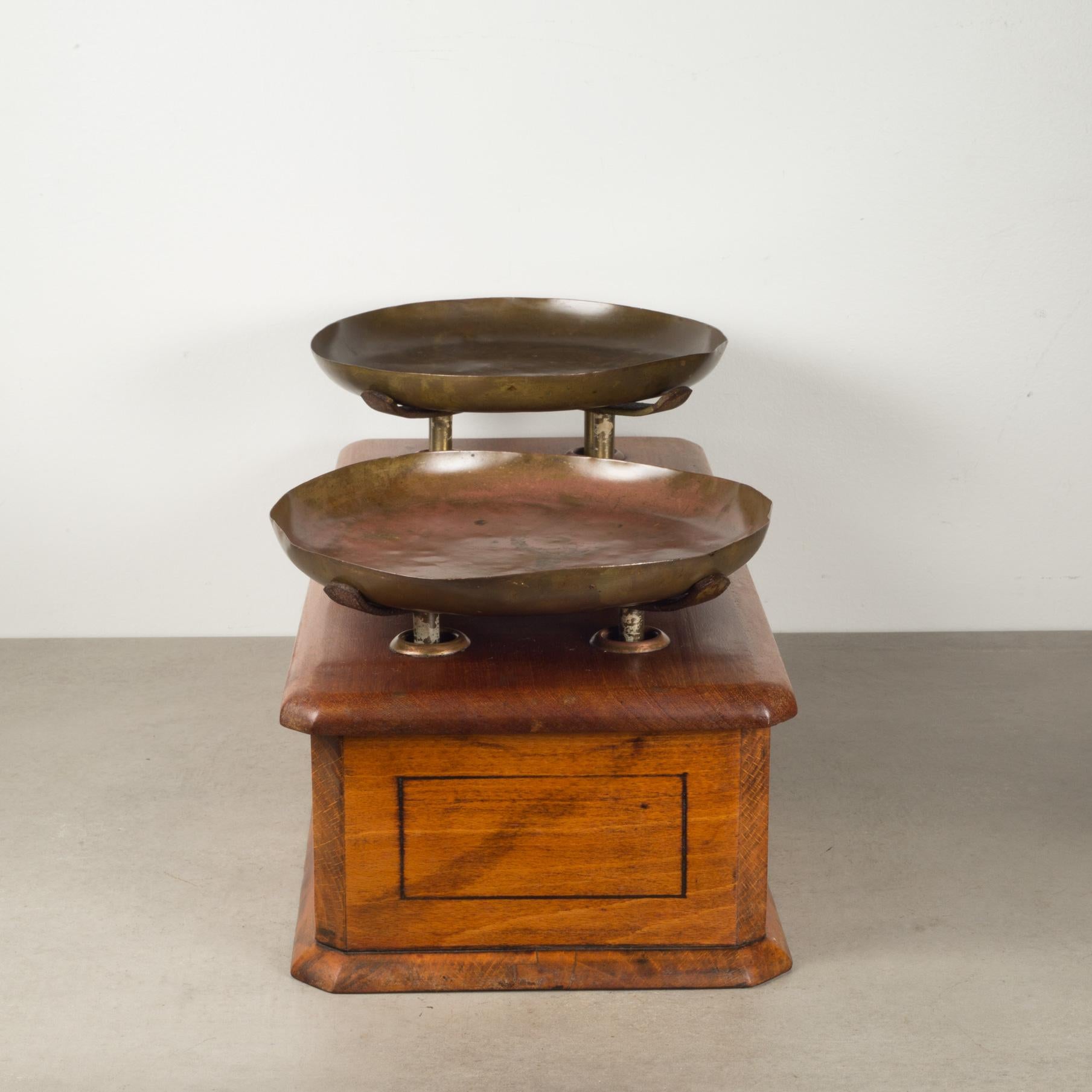 Late 19th French Mahogany & Brass Balance Scale, c.1870 In Good Condition For Sale In San Francisco, CA