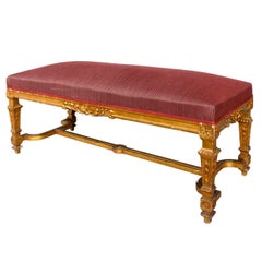 Late 19th Century Giltwood Rockery Piano Bench Rococo Style