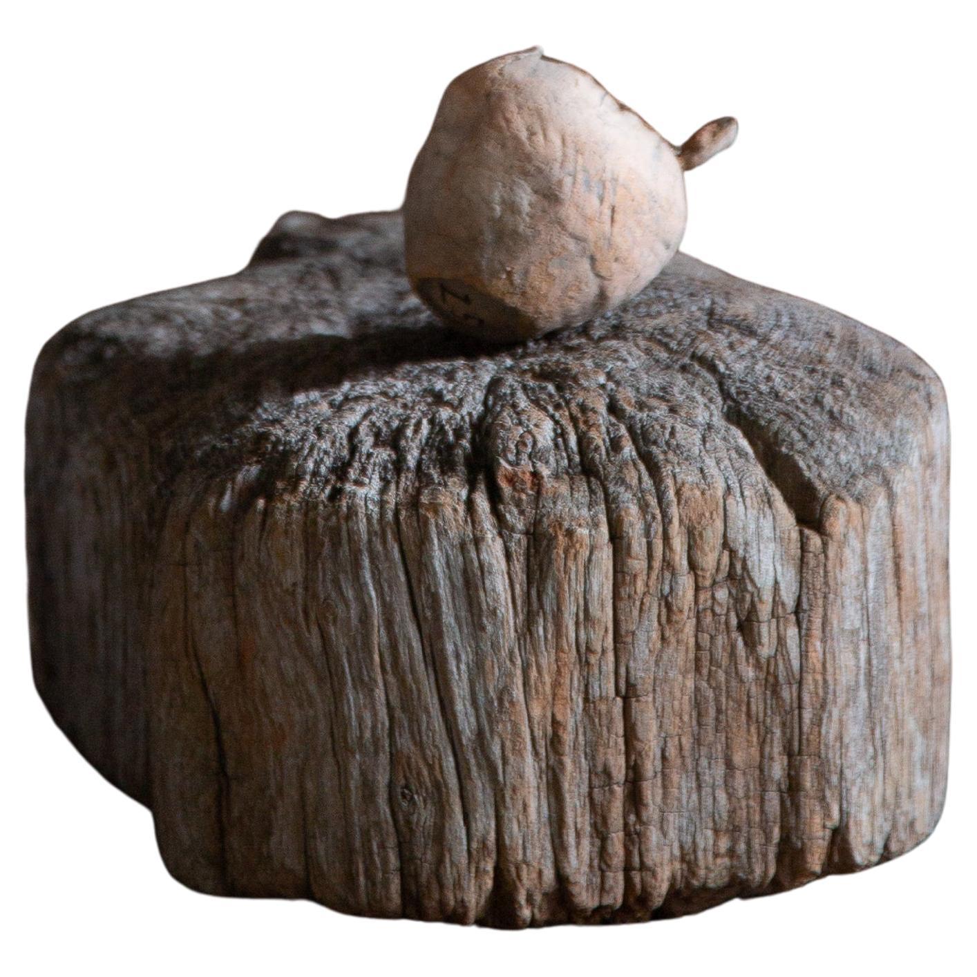 Late 19th Japanese Antique wood slab display stand wabi sabi decor art piece Dai