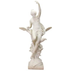 Sculpture en marbre représentant Jupiter et Hébé par Émile Louis Picault