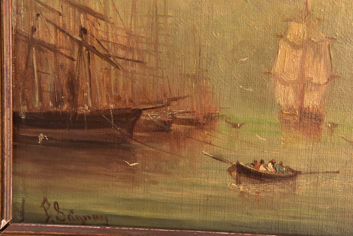 French Late 19th Marine Oil Painting by Paul Seignon For Sale