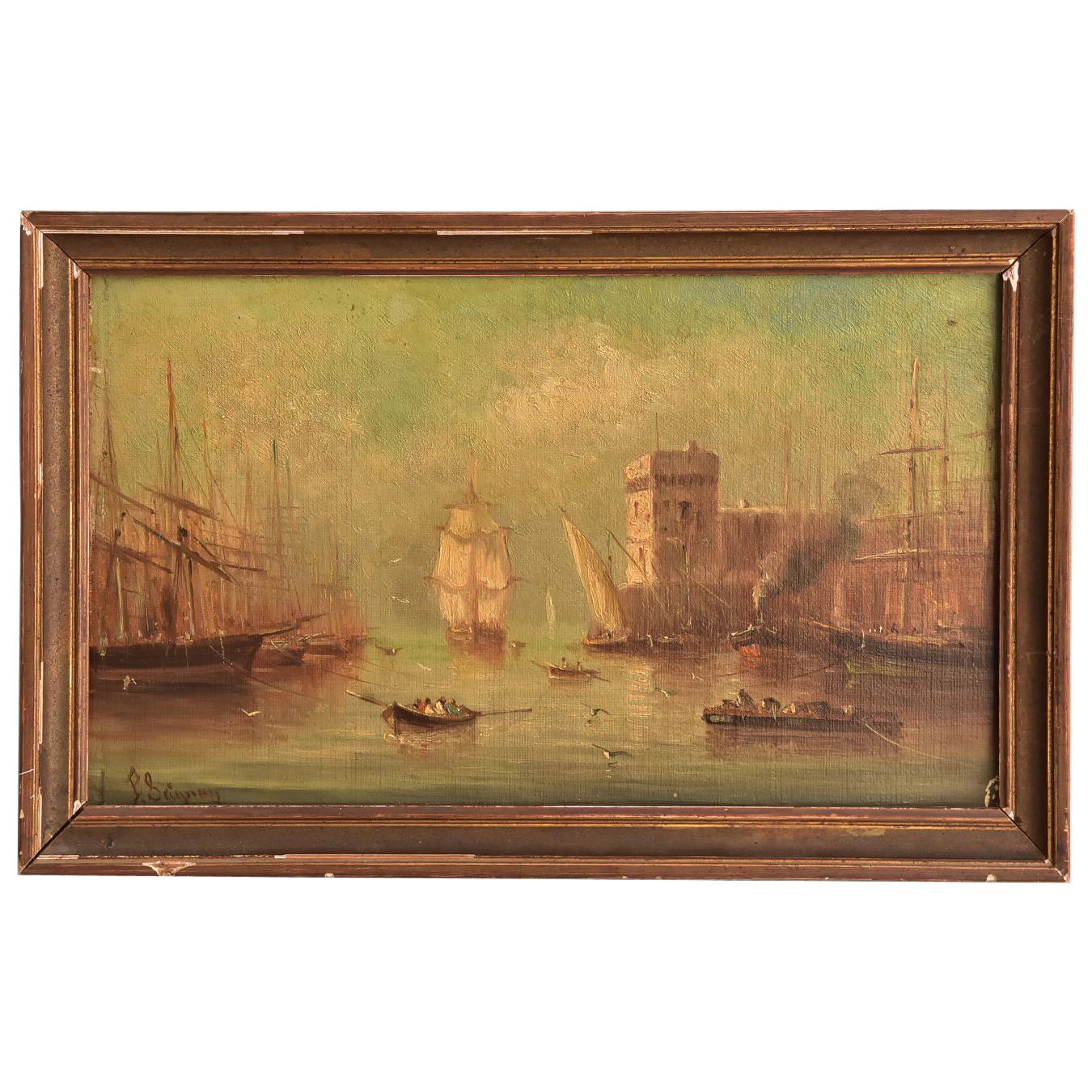 Late 19th Marine Oil Painting by Paul Seignon For Sale