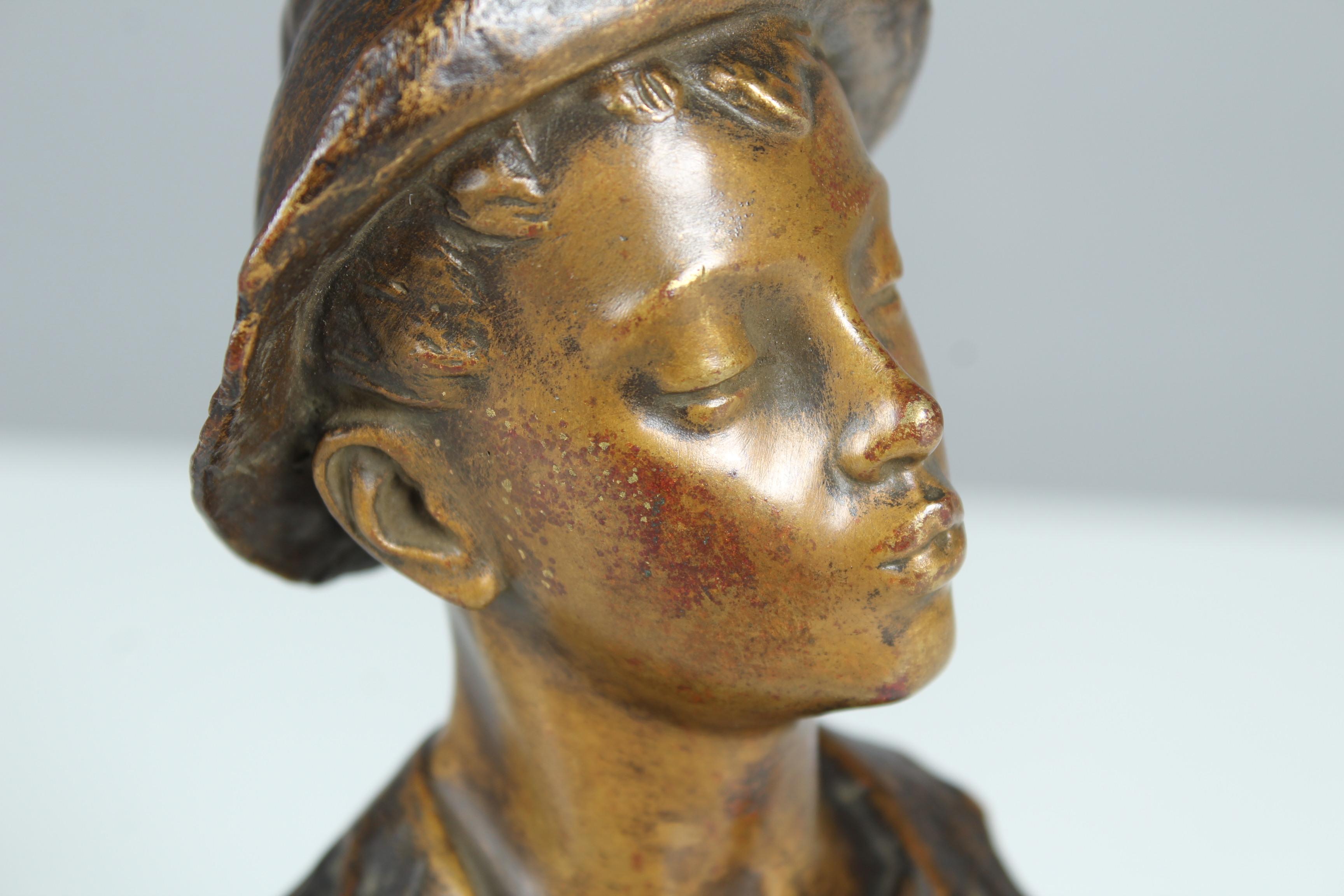 Late 19th or Early 20th Century Bronze Sculpture, Karl Hackstock, Whistling Boy For Sale 3