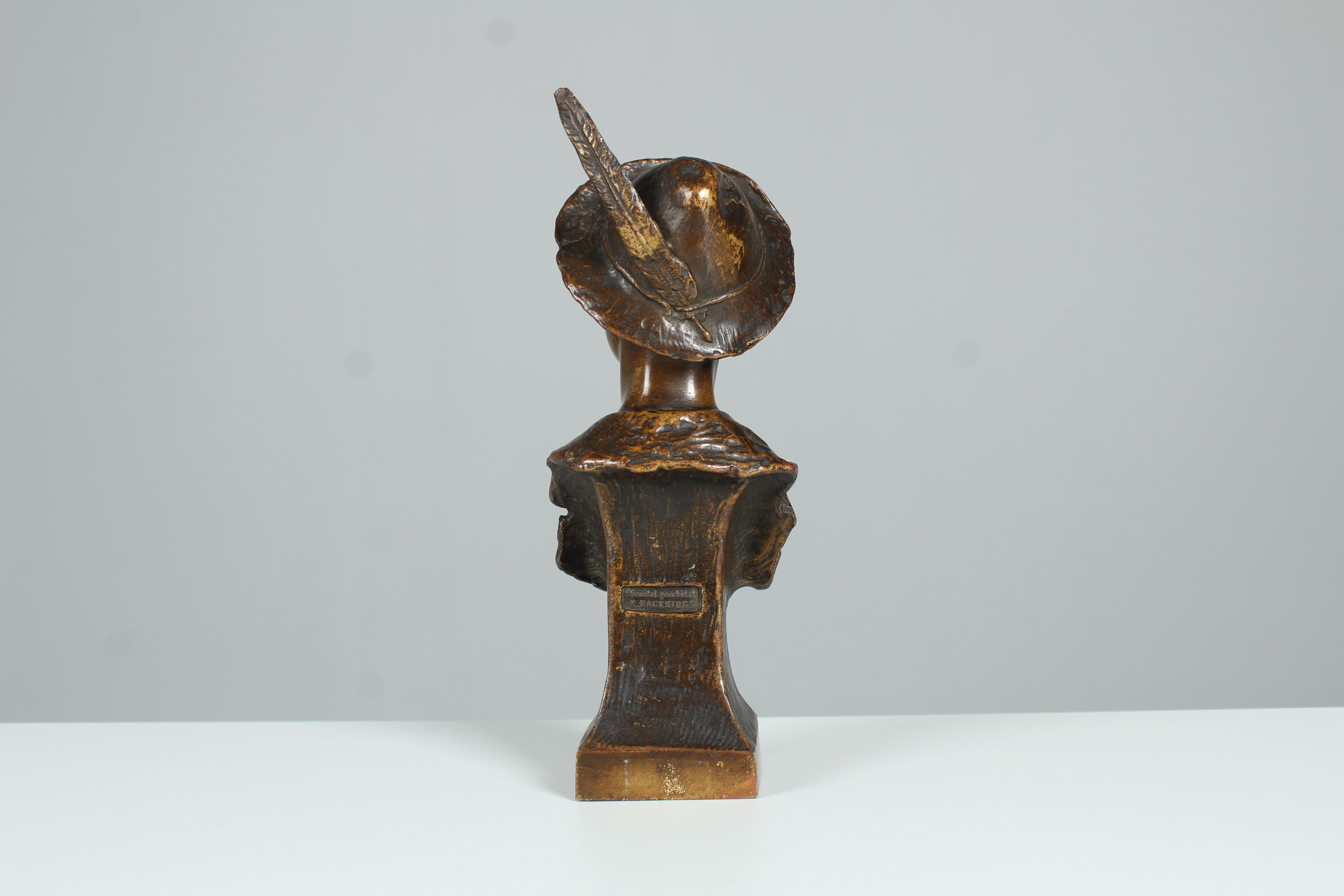 Bronze Sculpture en bronze de la fin du XIXe ou du début du XXe siècle, Karl Hackstock, Whistling Boy en vente