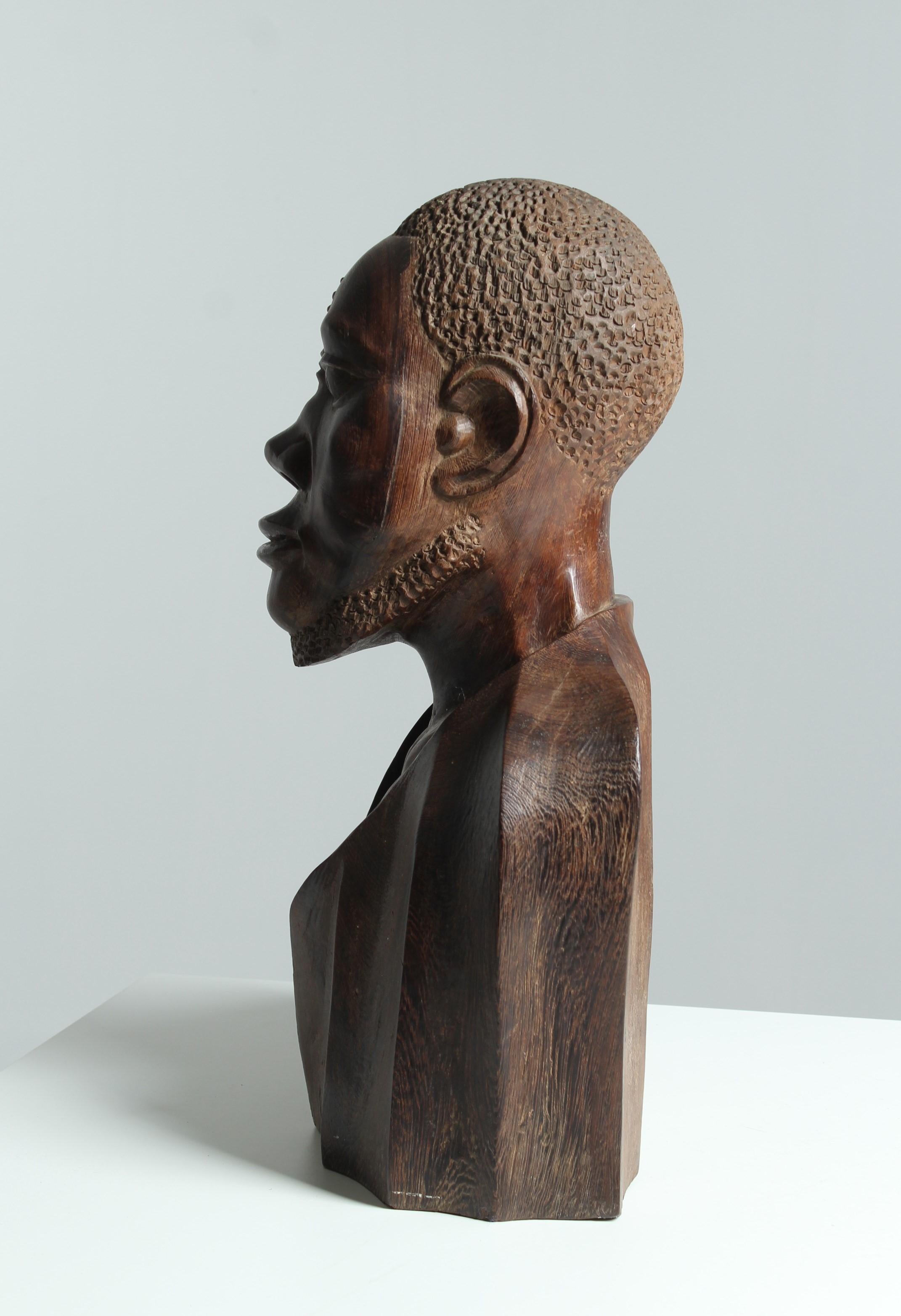Late 19th or Early 20th Century Bust, Sculpture, Carved Wood For Sale 8