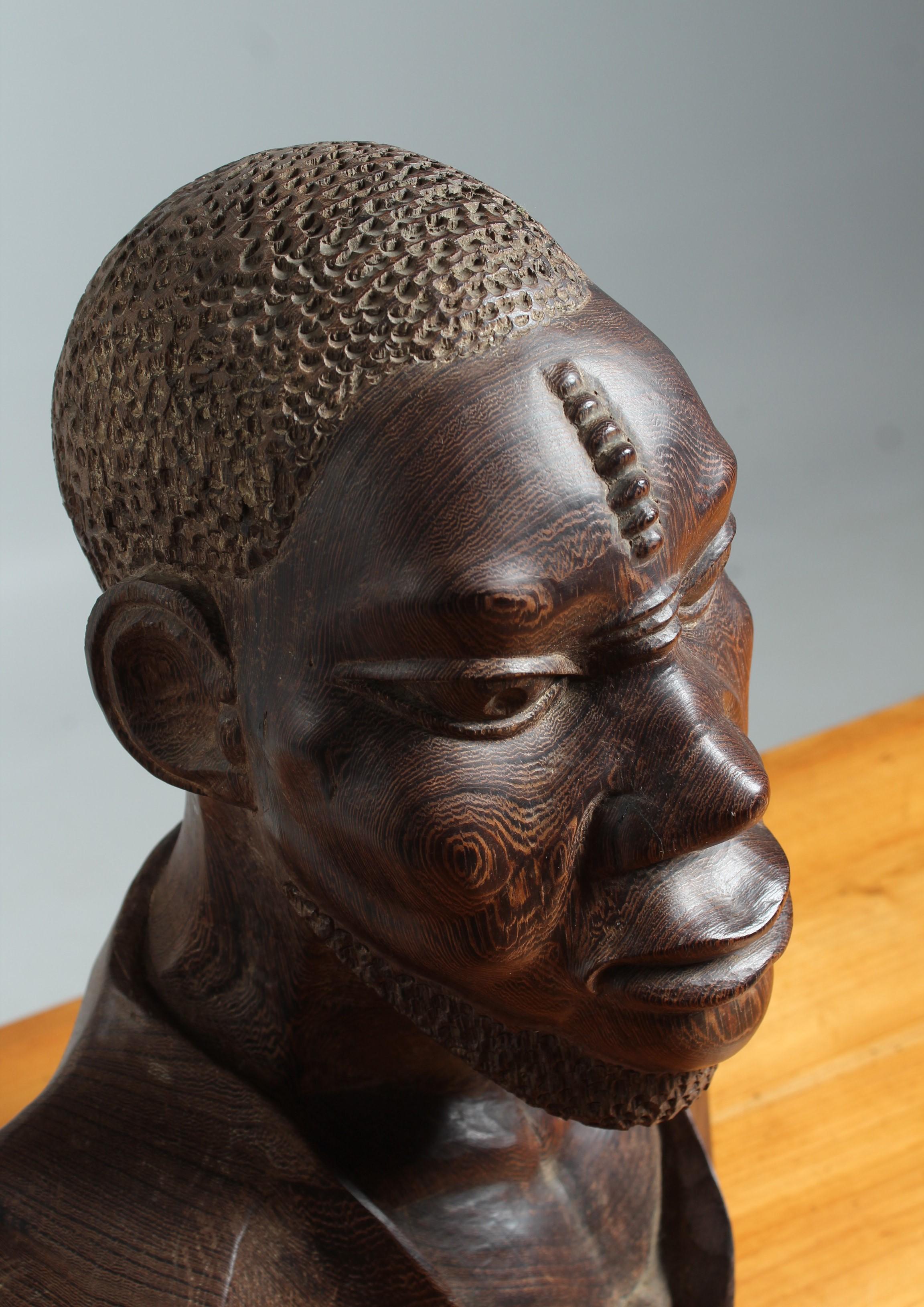 Late 19th or Early 20th Century Bust, Sculpture, Carved Wood For Sale 9
