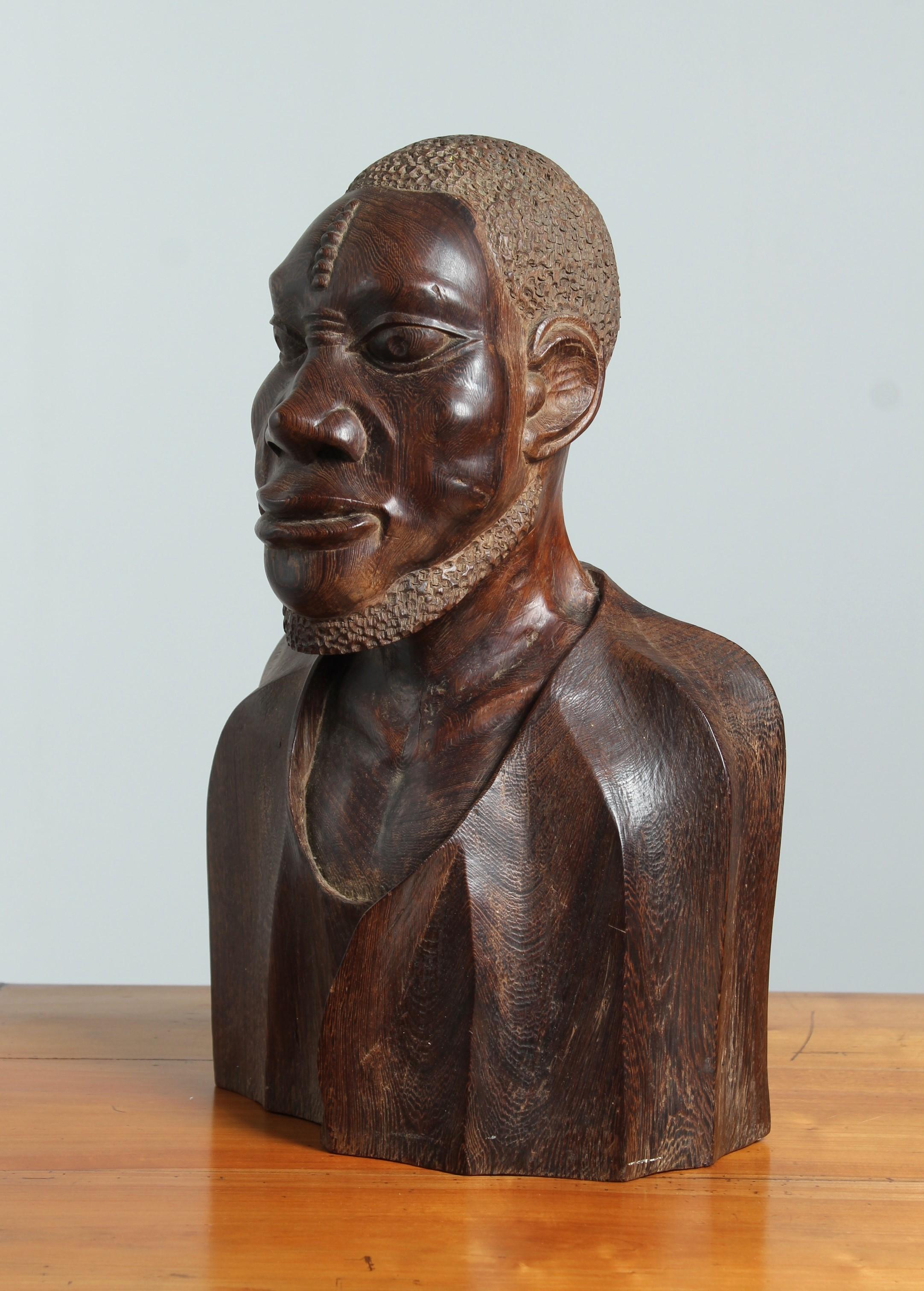 Late 19th or Early 20th Century Bust, Sculpture, Carved Wood For Sale 10