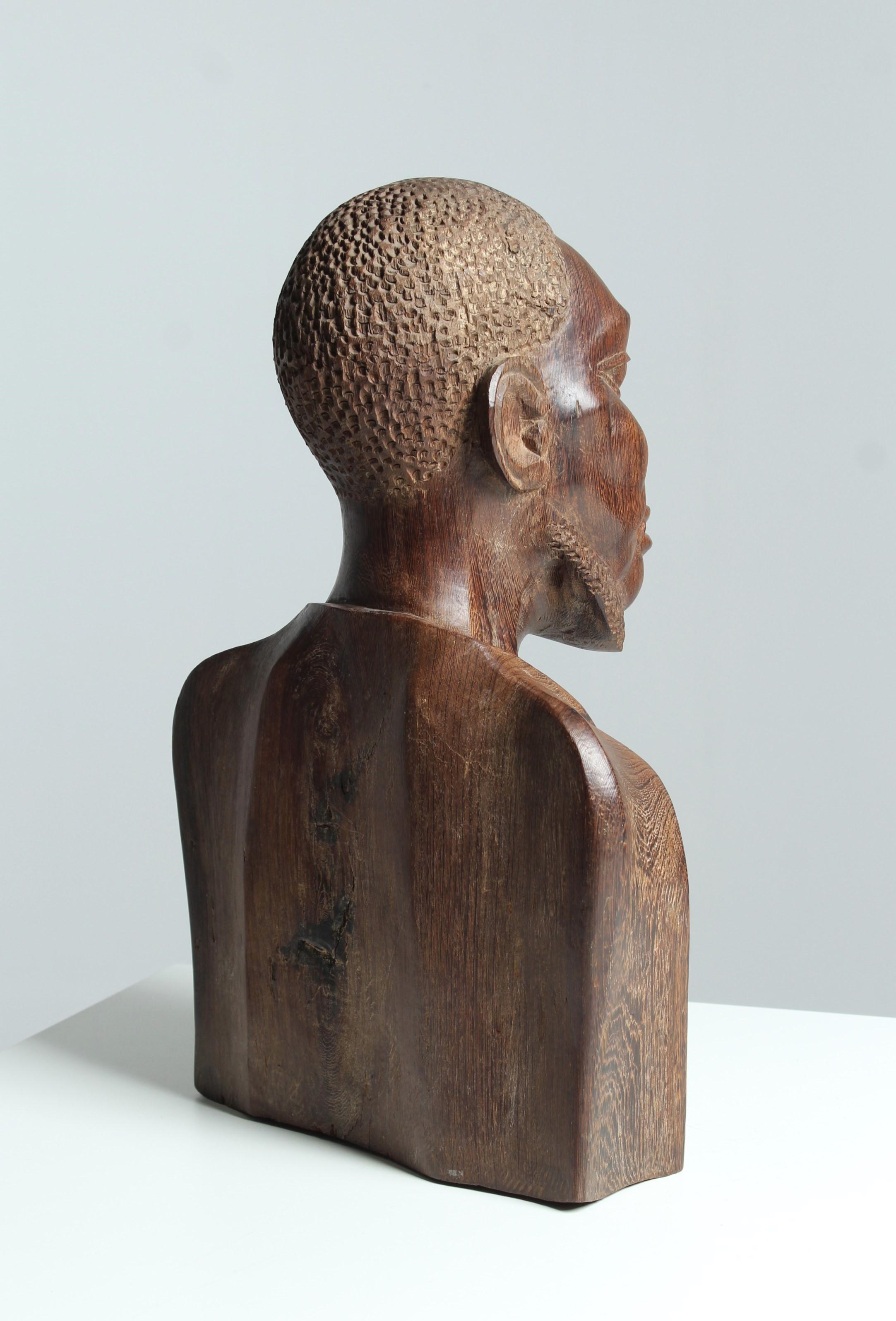 Late 19th or Early 20th Century Bust, Sculpture, Carved Wood For Sale 1