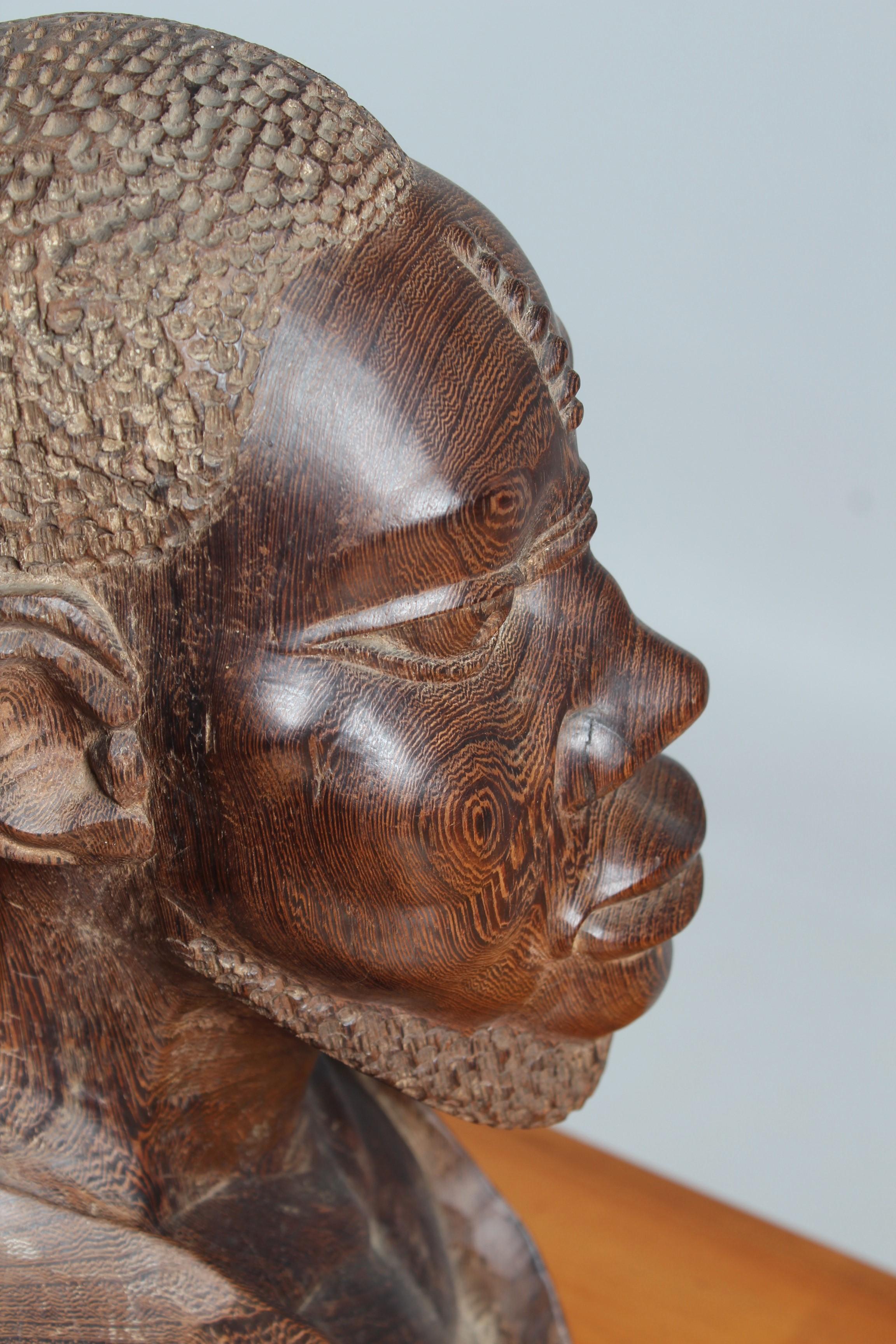 Late 19th or Early 20th Century Bust, Sculpture, Carved Wood For Sale 4