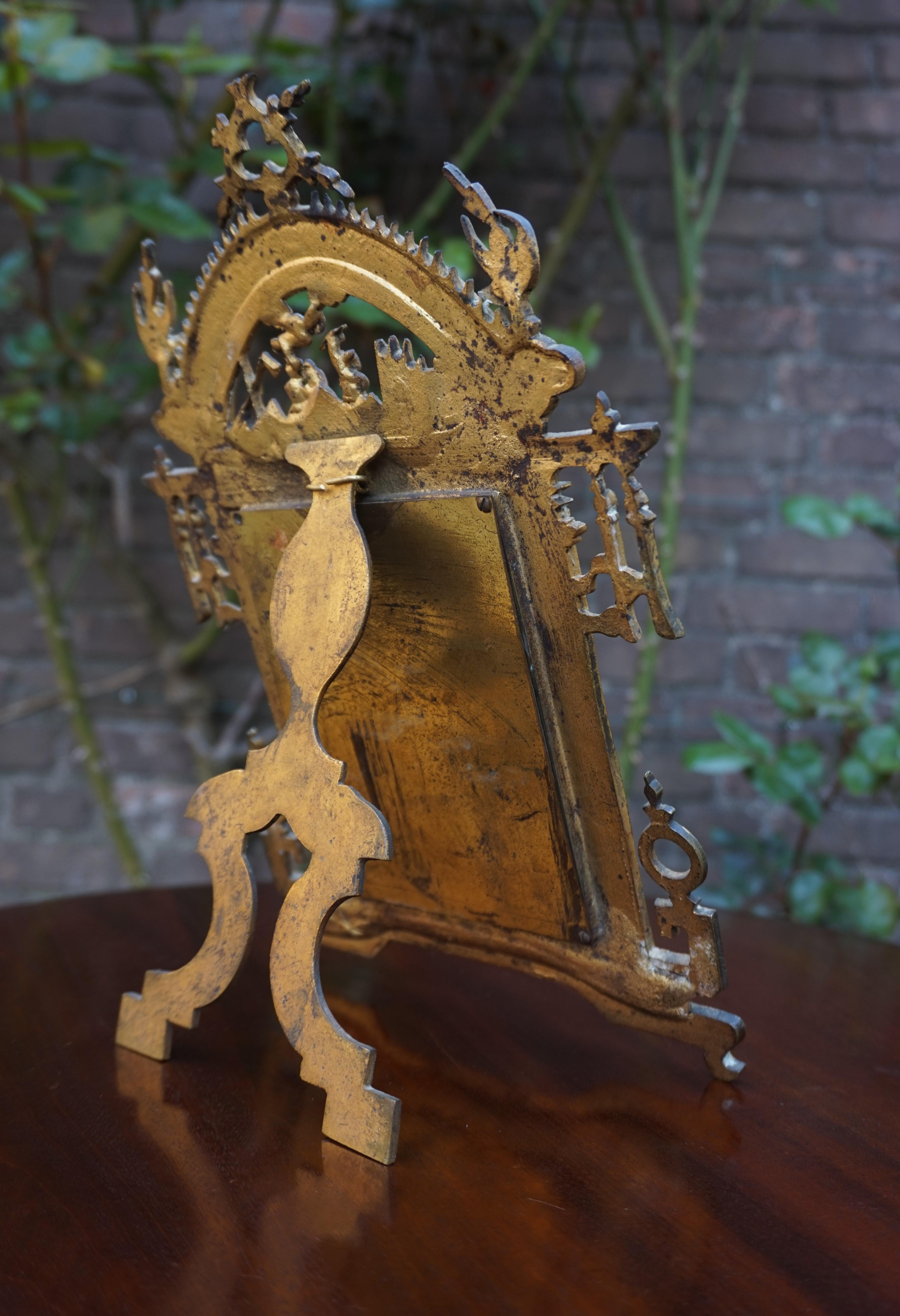 Miroir de table en bronze doré de la fin du XIXe ou du début du XXe siècle, de style chinois ou chinoiserie en vente 5