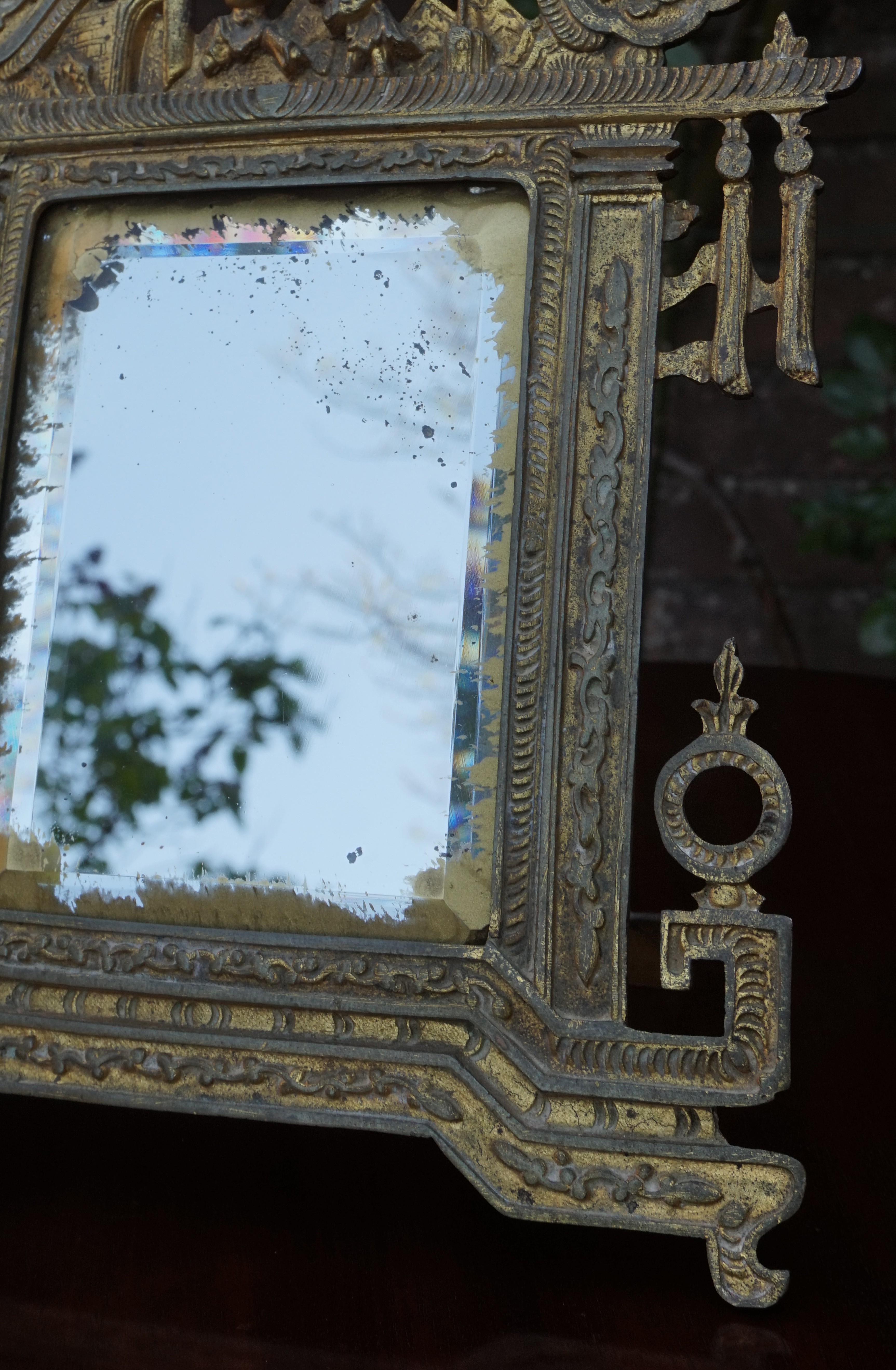 Late 19th or Early 20th Century Chinese or Chinoiserie Gilt Ormolu Table Mirror For Sale 11