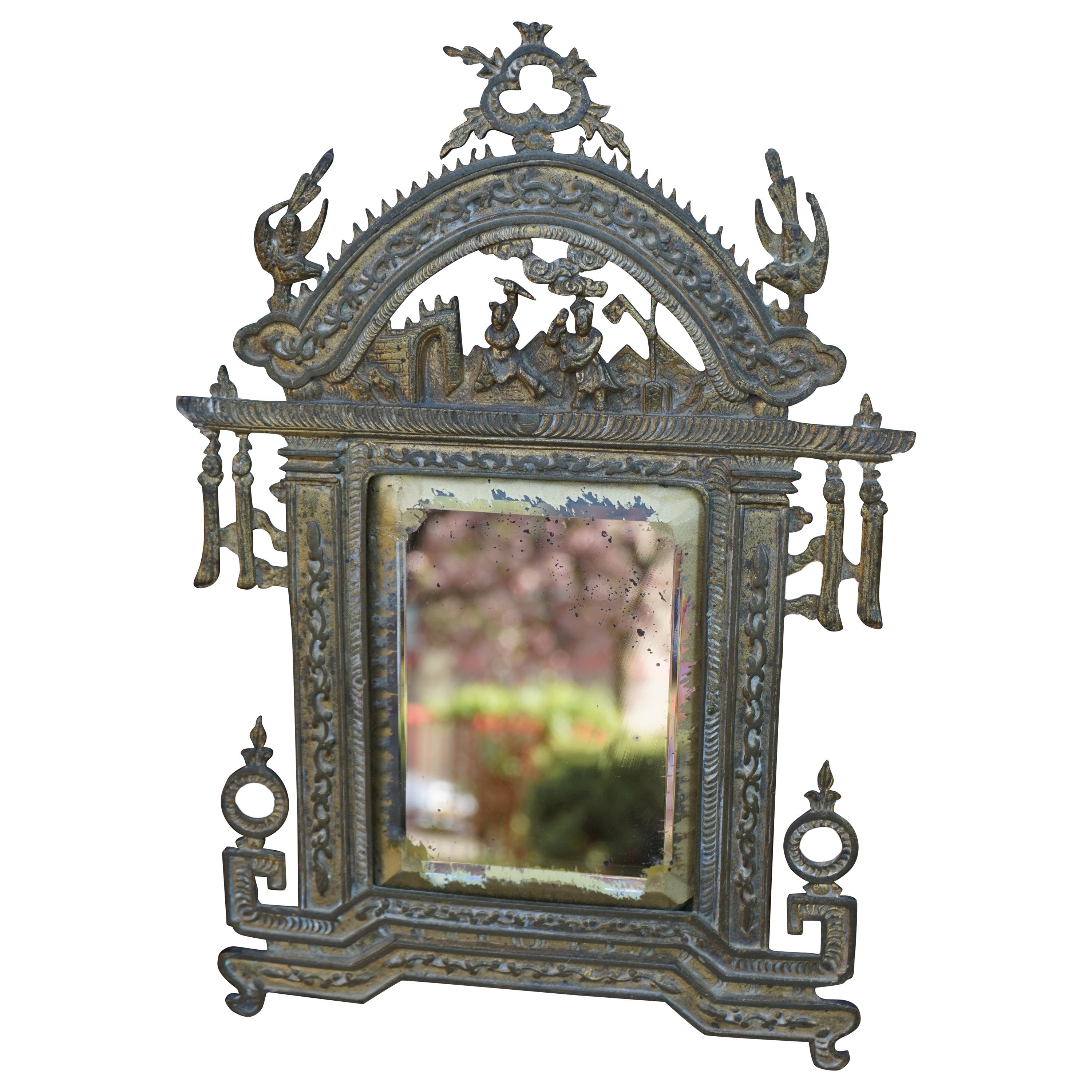 Late 19th or Early 20th Century Chinese or Chinoiserie Gilt Ormolu Table Mirror For Sale