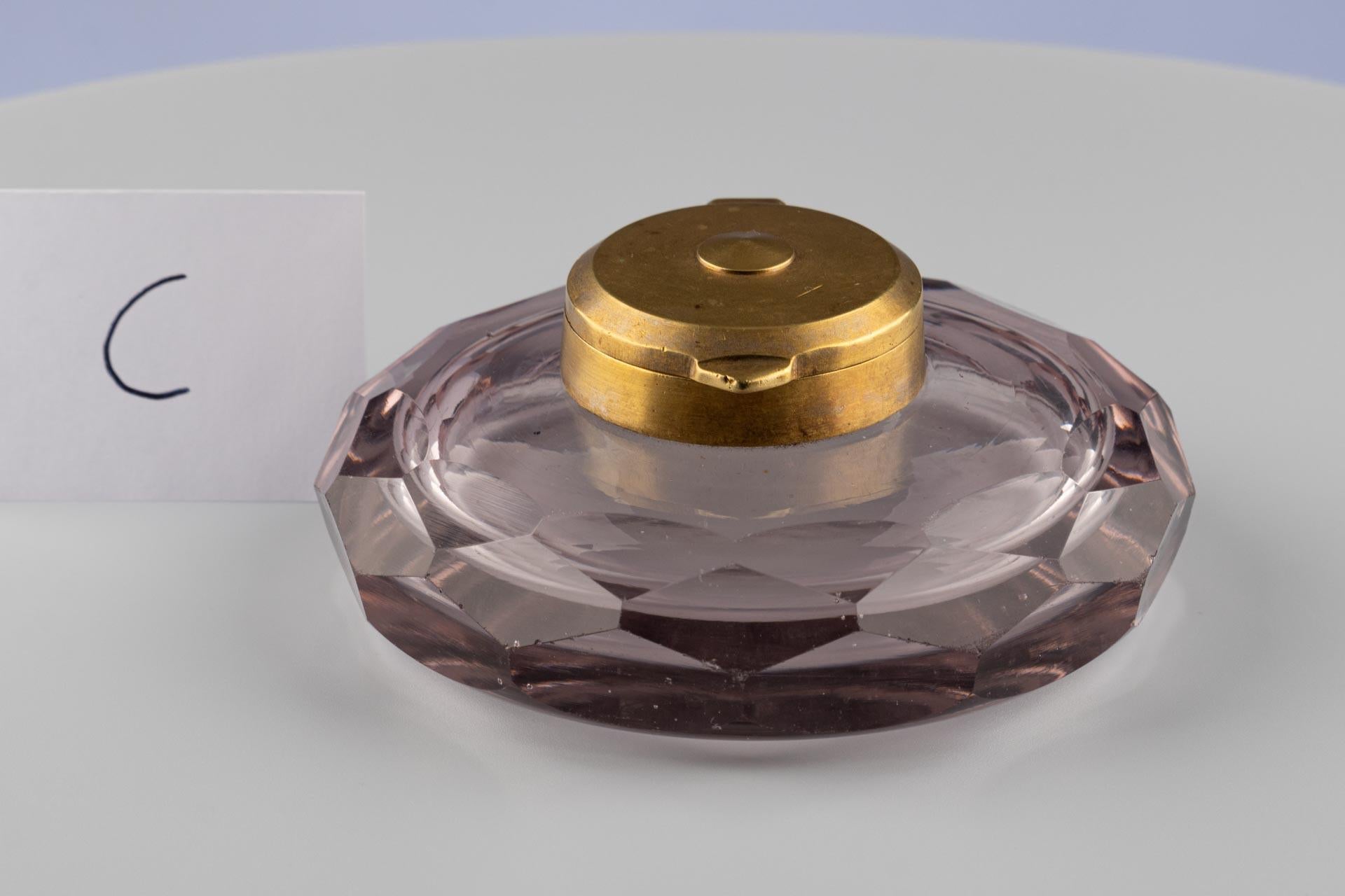 Tintero de cristal de finales del siglo XIX o principios del XX en venta 9