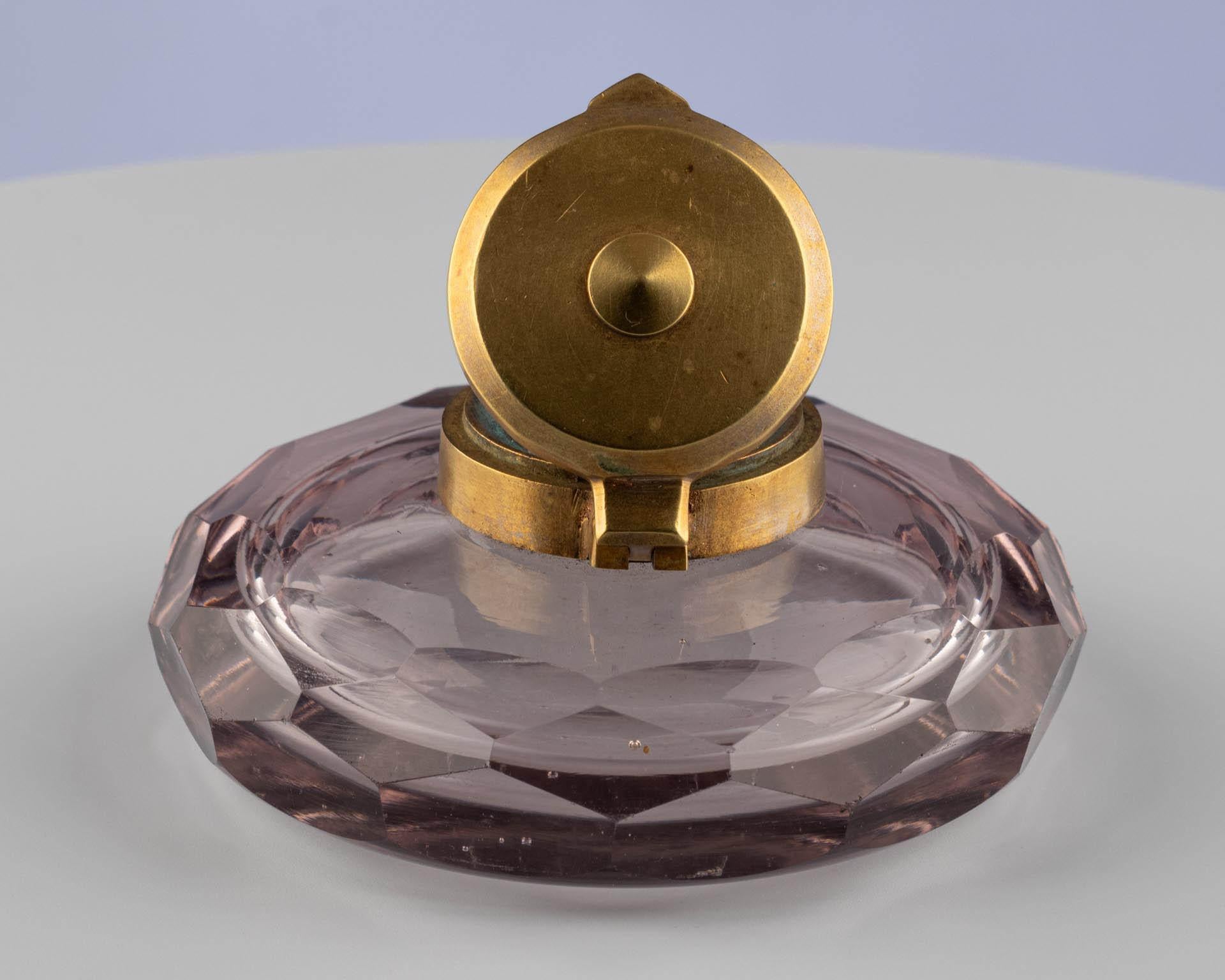 Tintero de cristal de finales del siglo XIX o principios del XX Bronce en venta