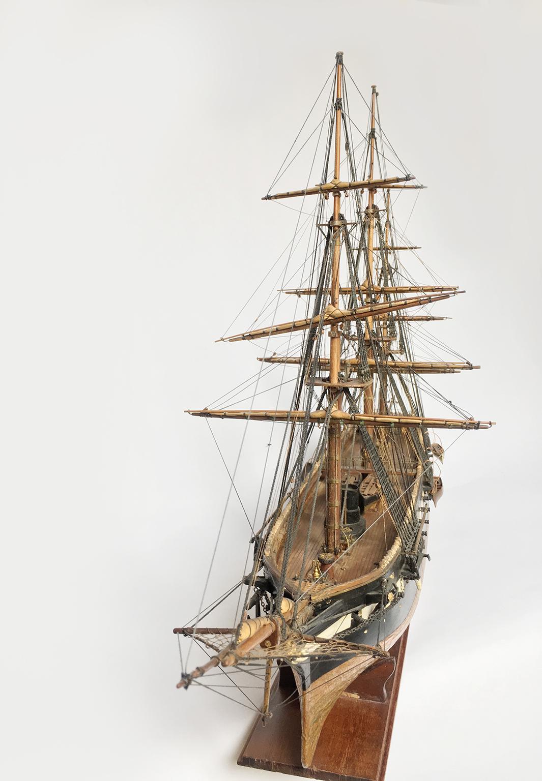 Late 19th or Early 20th Century Italian Three-Masted Steam-Frigate Model 2