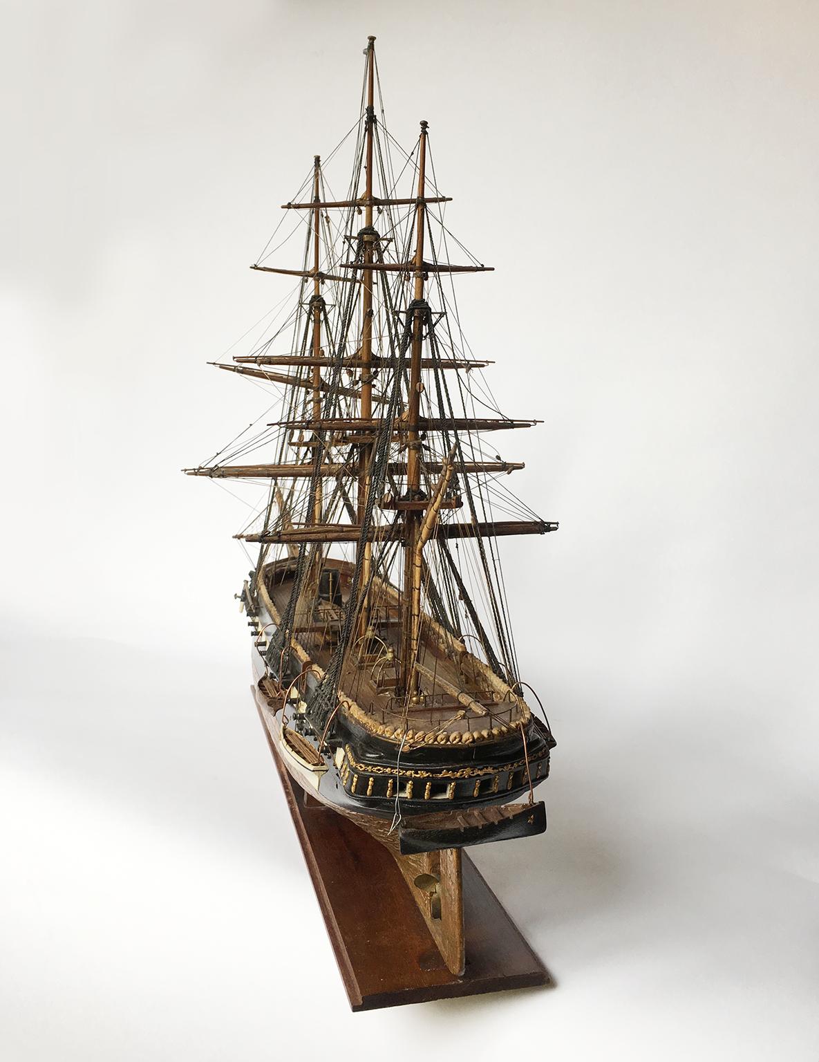 Late 19th or Early 20th Century Italian Three-Masted Steam-Frigate Model 5