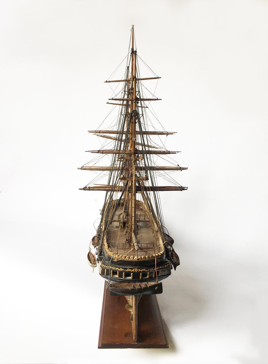 Late 19th or Early 20th Century Italian Three-Masted Steam-Frigate Model 6