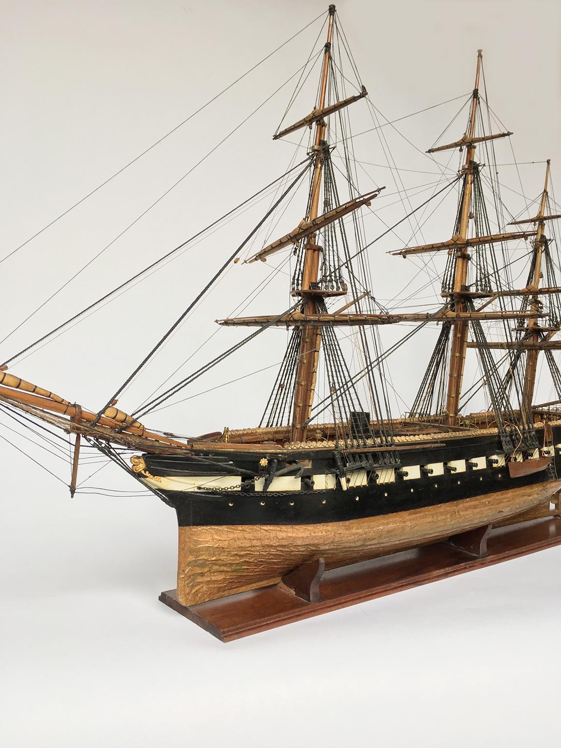 Copper Late 19th or Early 20th Century Italian Three-Masted Steam-Frigate Model