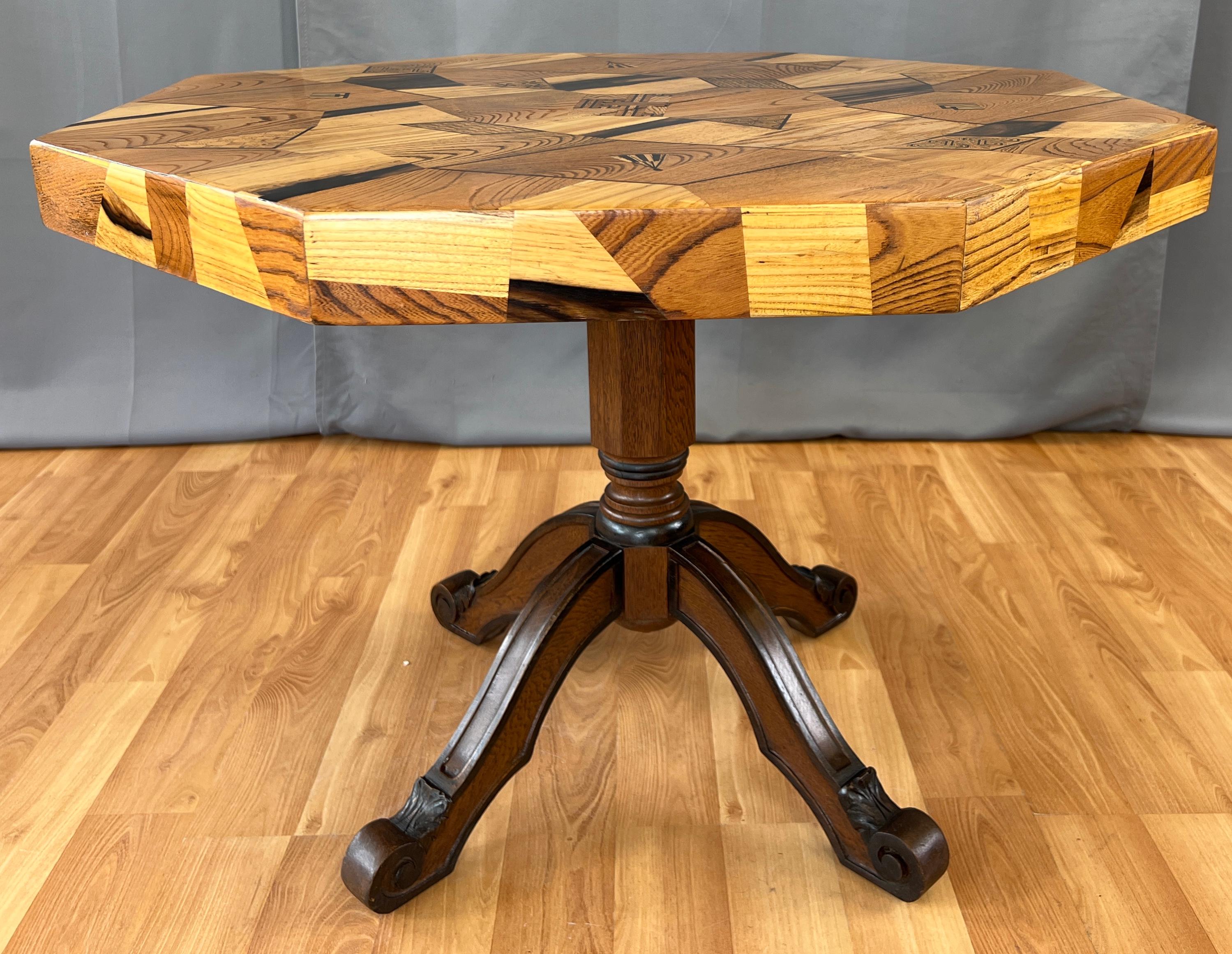 Late 19th or Early 20th Century Japanese Hexagon Shape Marquetry Table For Sale 3