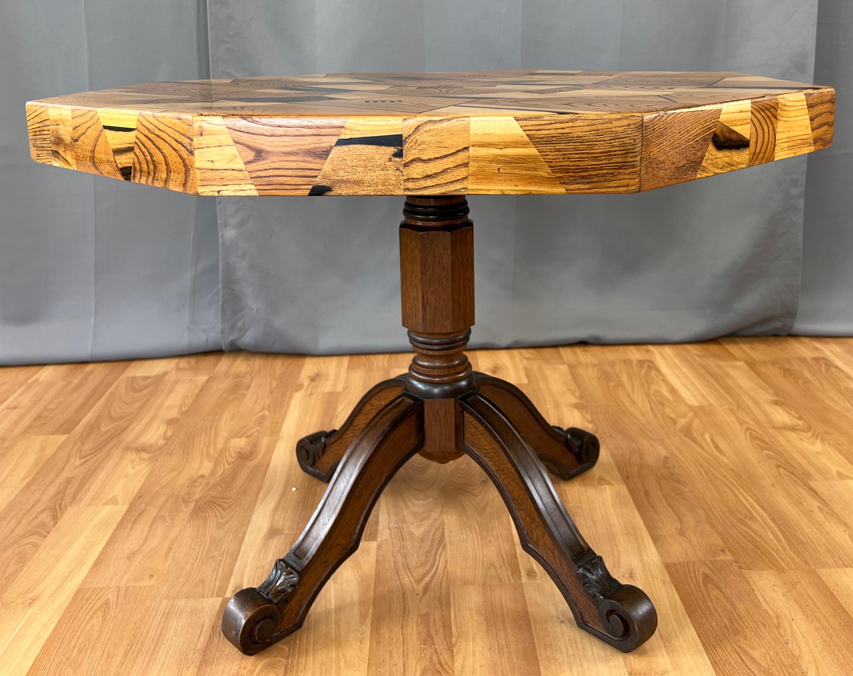 Late 19th or Early 20th Century Japanese Hexagon Shape Marquetry Table For Sale 1
