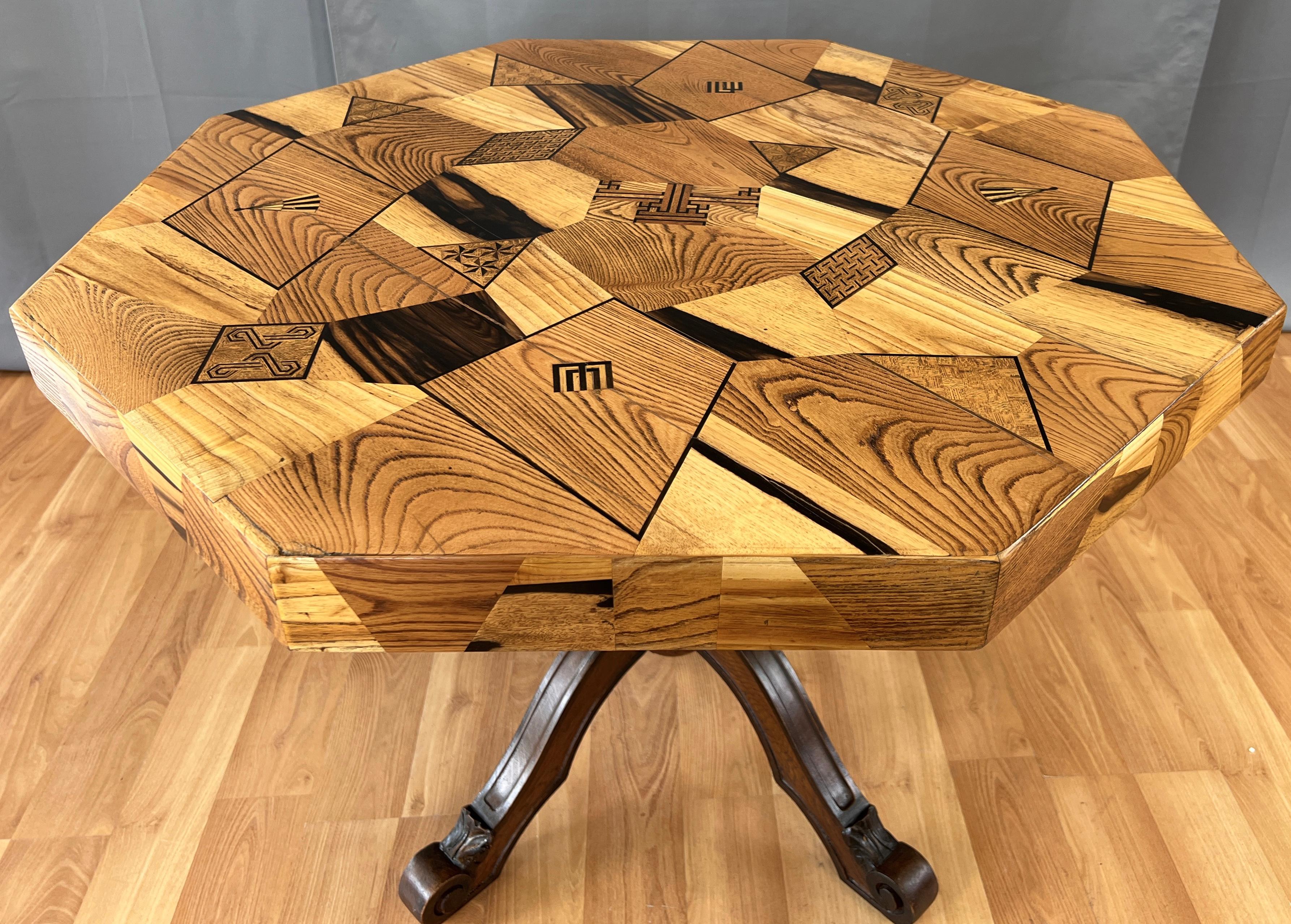 Late 19th or Early 20th Century Japanese Hexagon Shape Marquetry Table For Sale 2