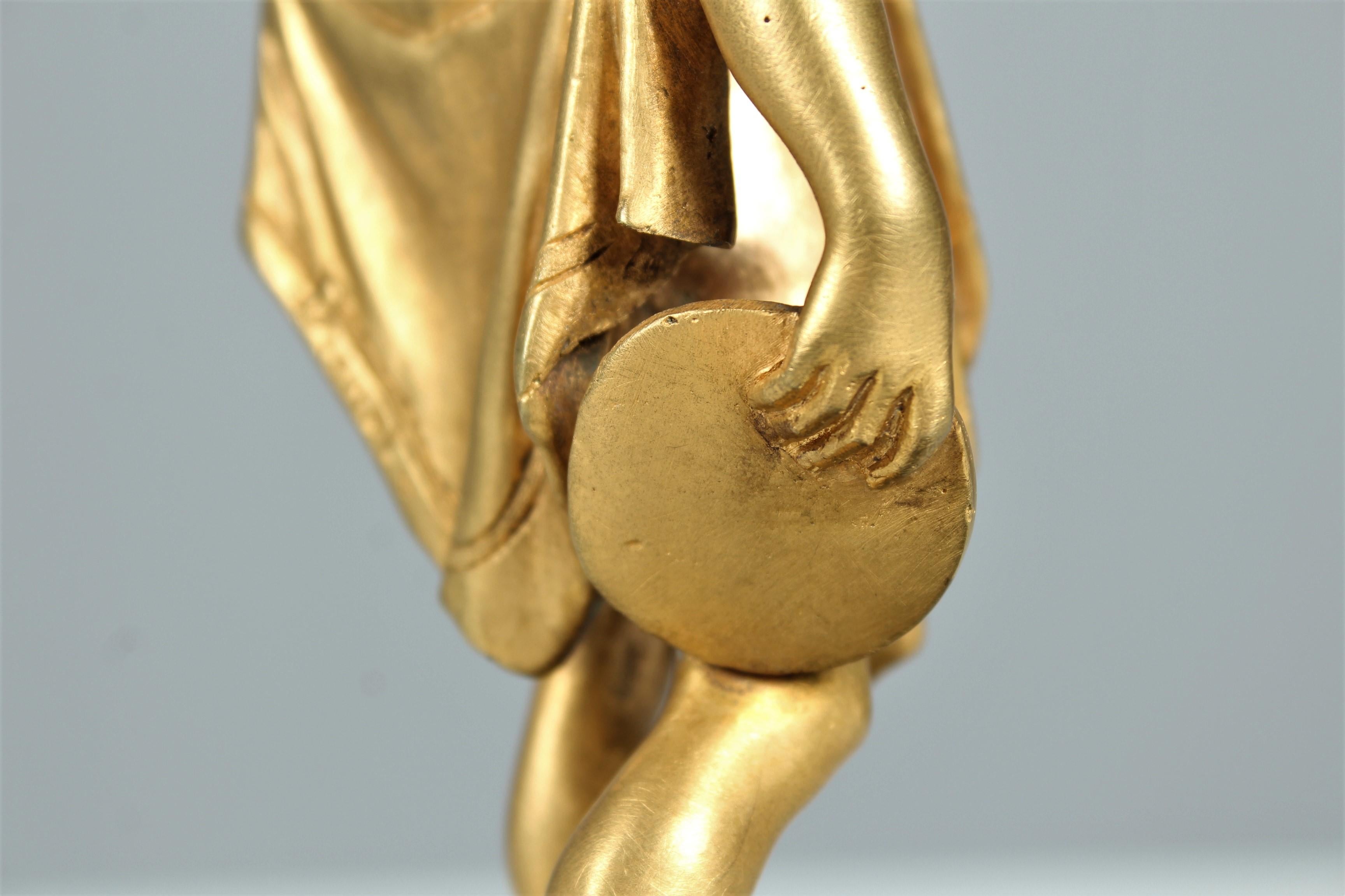 Gold Late 19th or Early 20th Century Sculpture, Athlete with Discus, Édouard Drouot For Sale