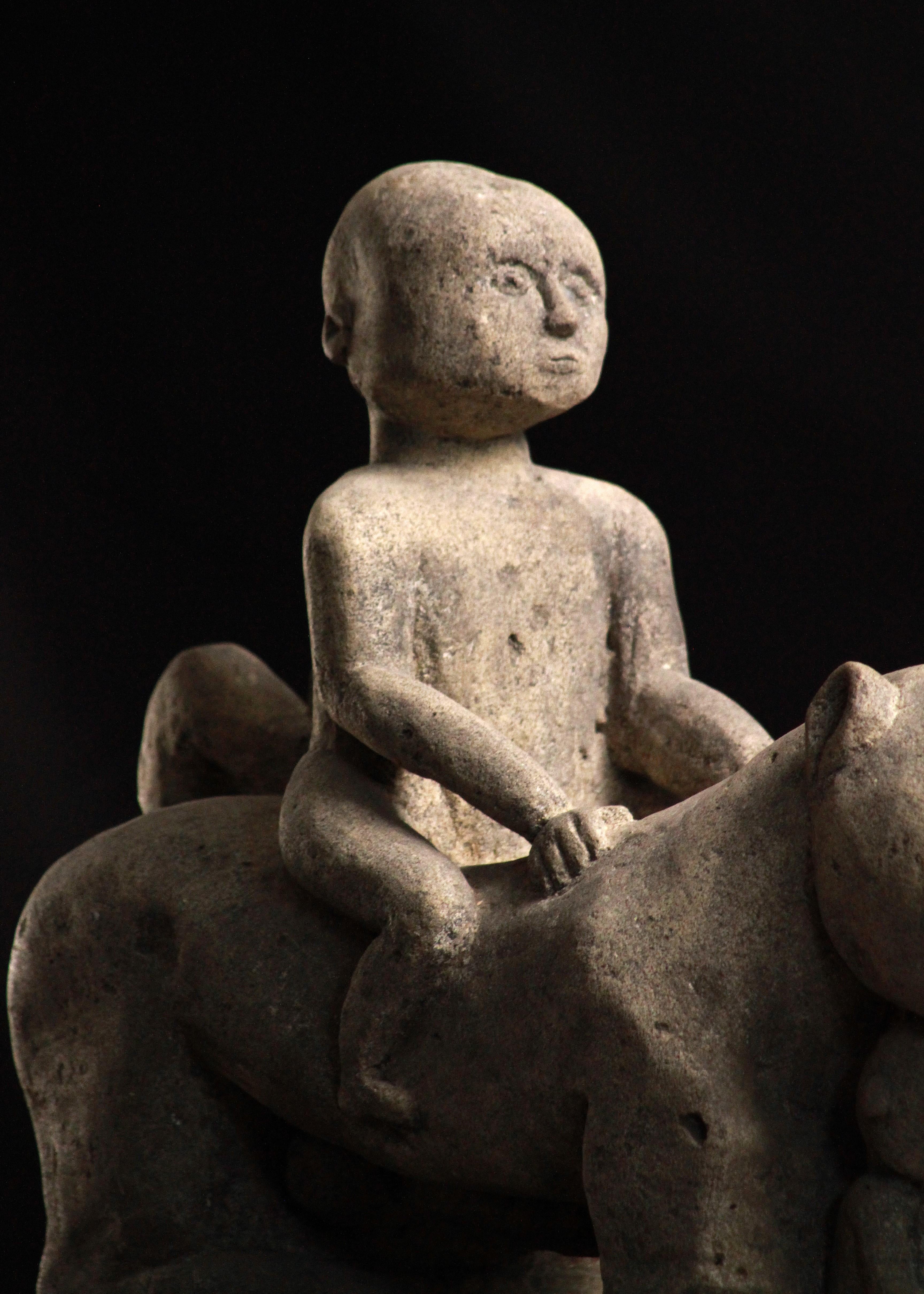 This remarkable stone sculpture hails from the Sunda Islands, a region rich in cultural diversity and artistic expression. Crafted by the Atoni ethnic group, this piece stands as a testament to their profound connection with both the material world