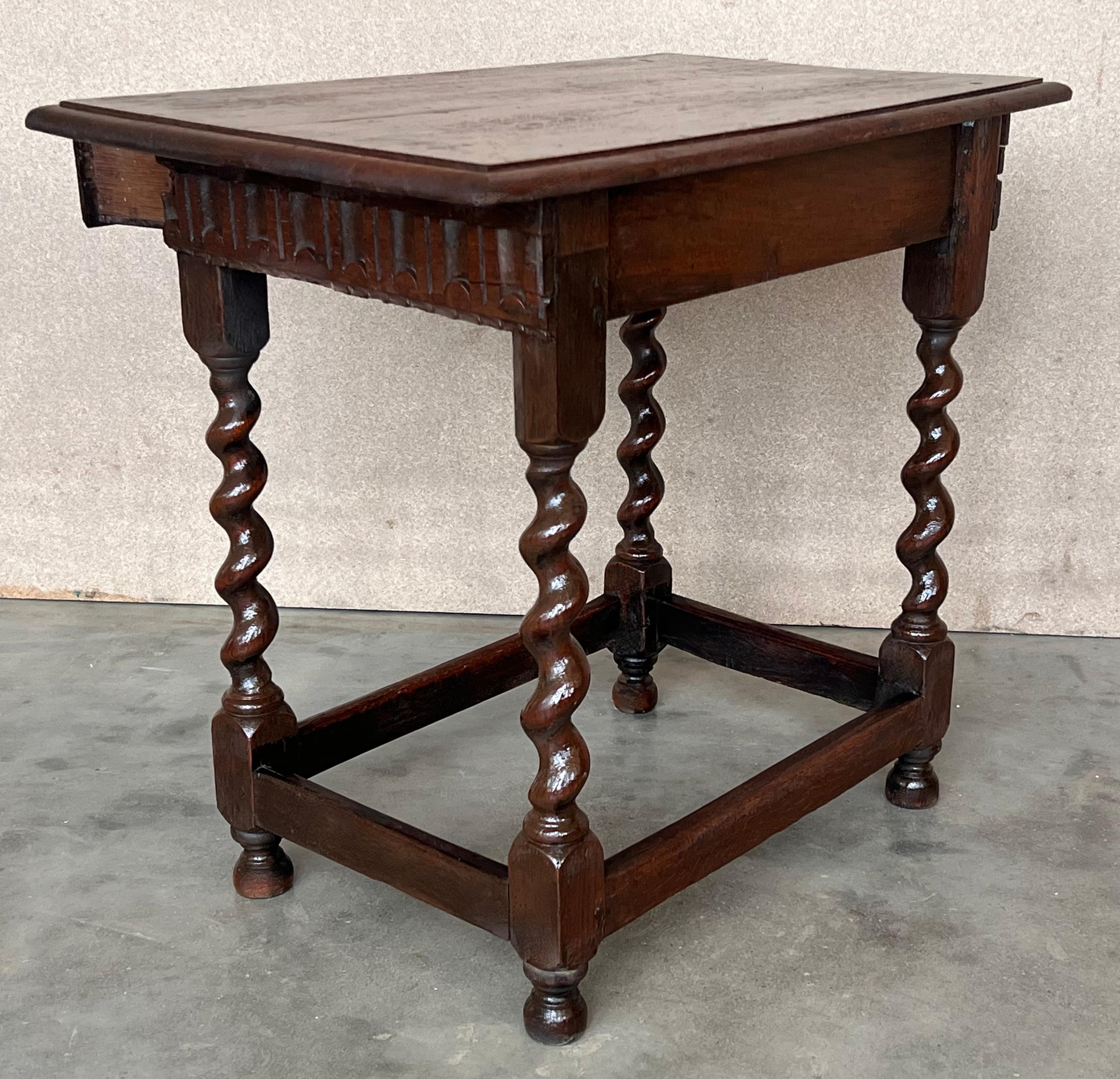 Late 19th Spanish Nightstand or Bedside with Carved Drawer  4