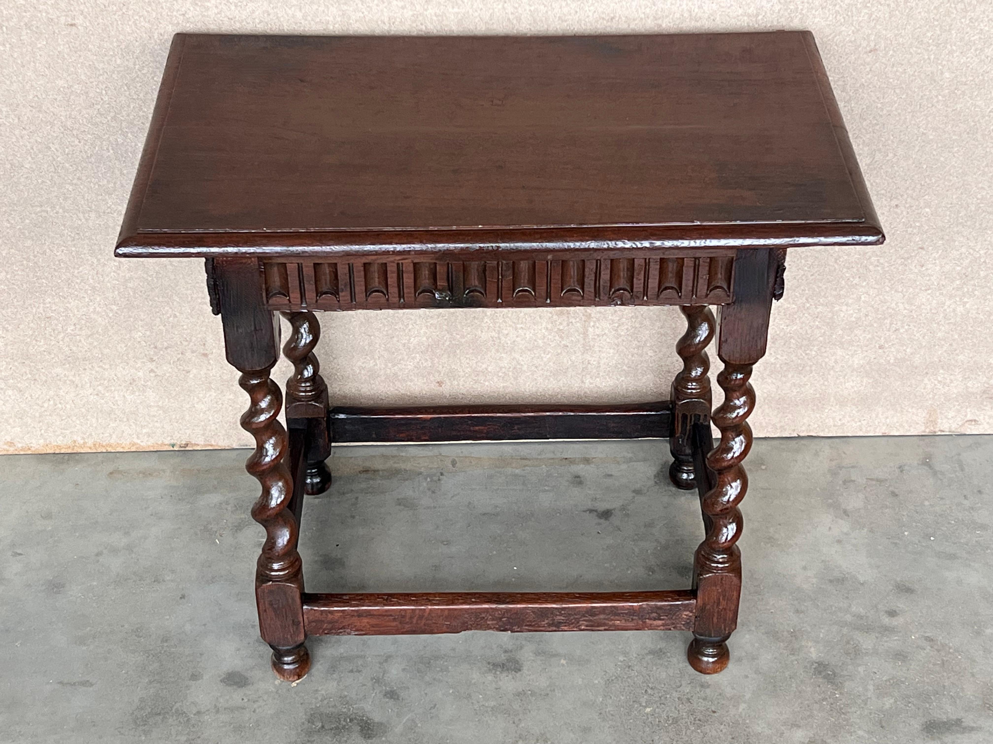 Iron Late 19th Spanish Nightstand or Bedside with Carved Drawer 