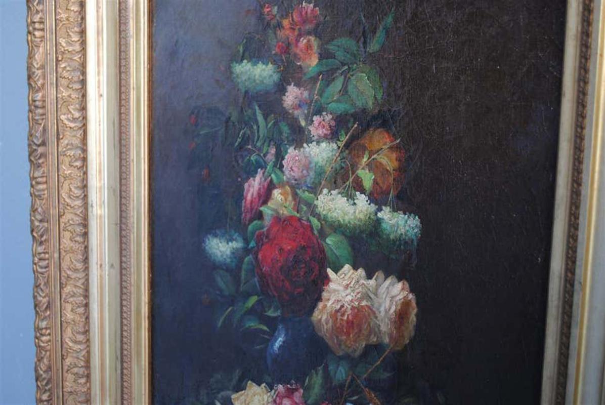 Late 19th Century Still Life Oil Painting Bouquet of Flowers by Arthur Faucheur 3