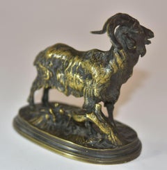 Late 19th Century "The Goat" Animal Bronze by P. J Mêne