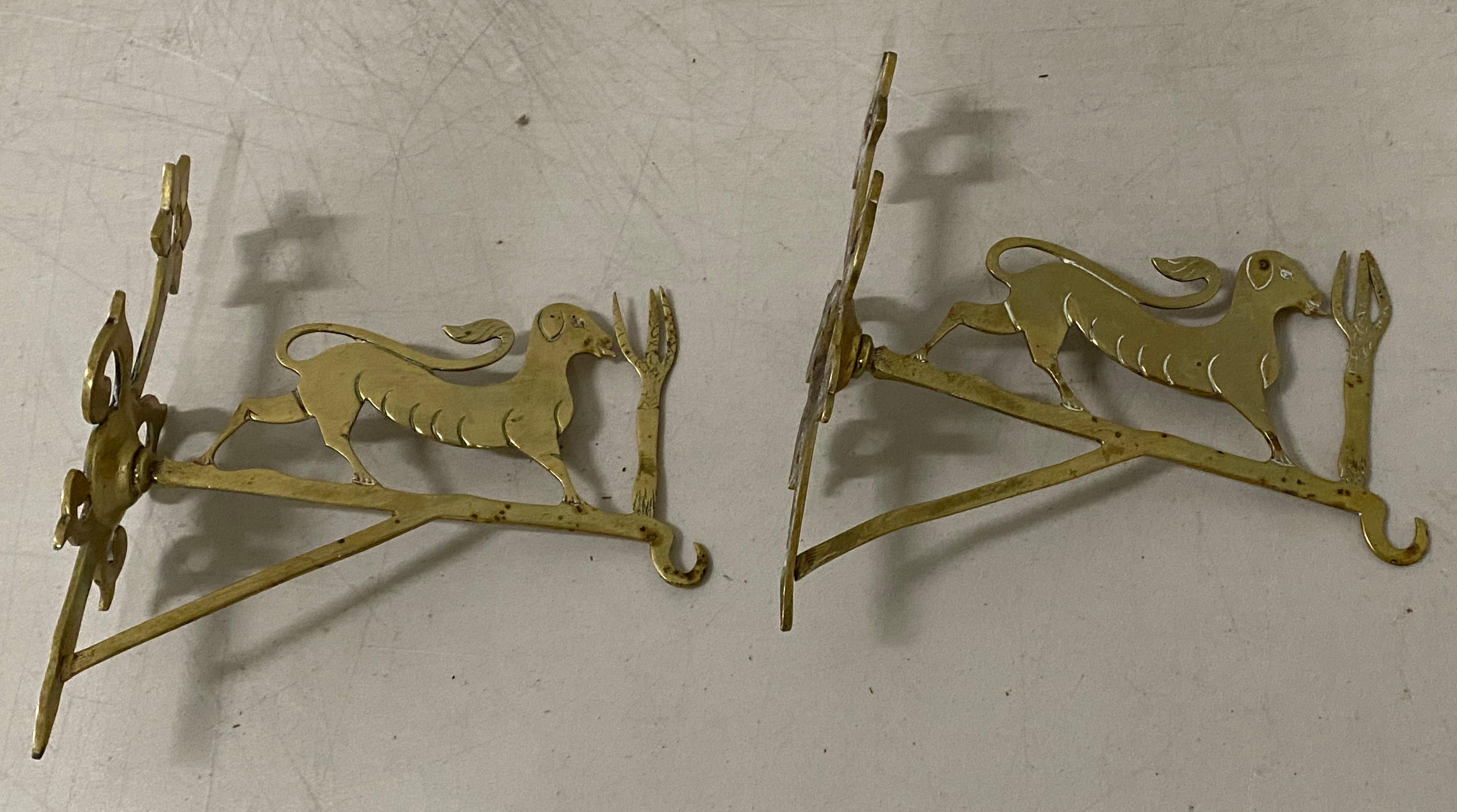 American Late 19th-Early 20th Century Brass Judaica Wall Brackets For Sale