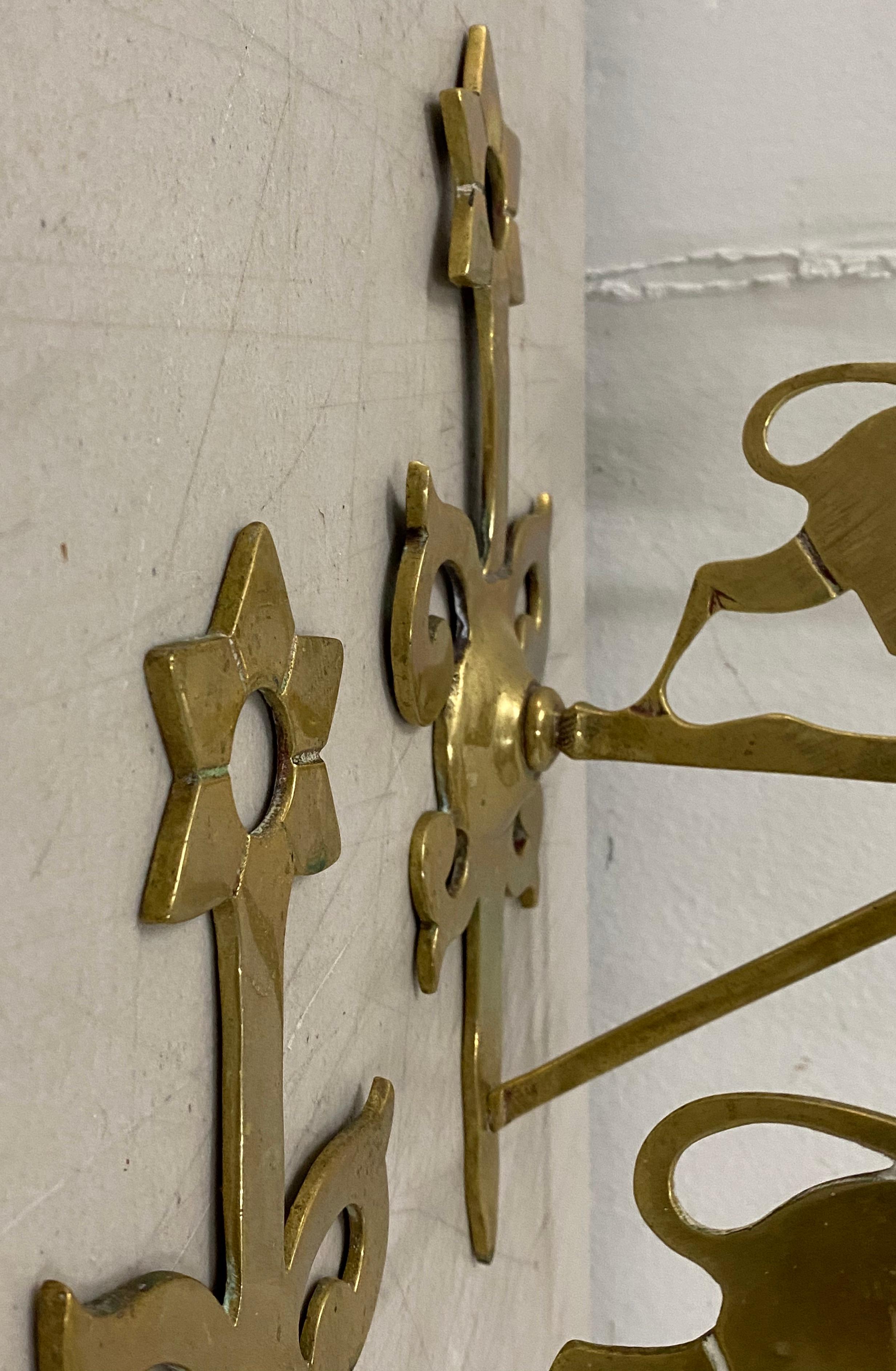 Late 19th-Early 20th Century Brass Judaica Wall Brackets In Good Condition For Sale In San Francisco, CA