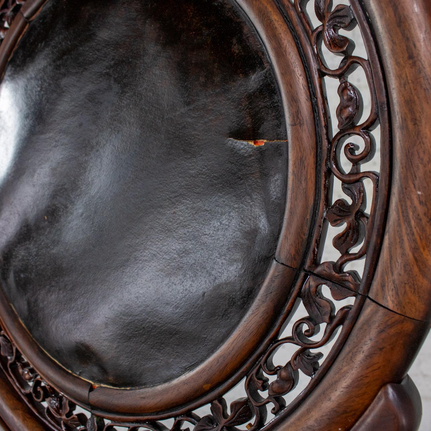 Late 19th to Early 20th Century Chinese Mirror Table Screen Hand Carved Rosewood For Sale 12