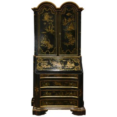 Antique Late 19th-Early 20th Century George II Style Chinoiserie Drop Front Secretary