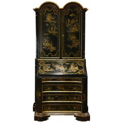 Late 19th-Early 20th Century George II Style Chinoiserie Drop Front Secretary