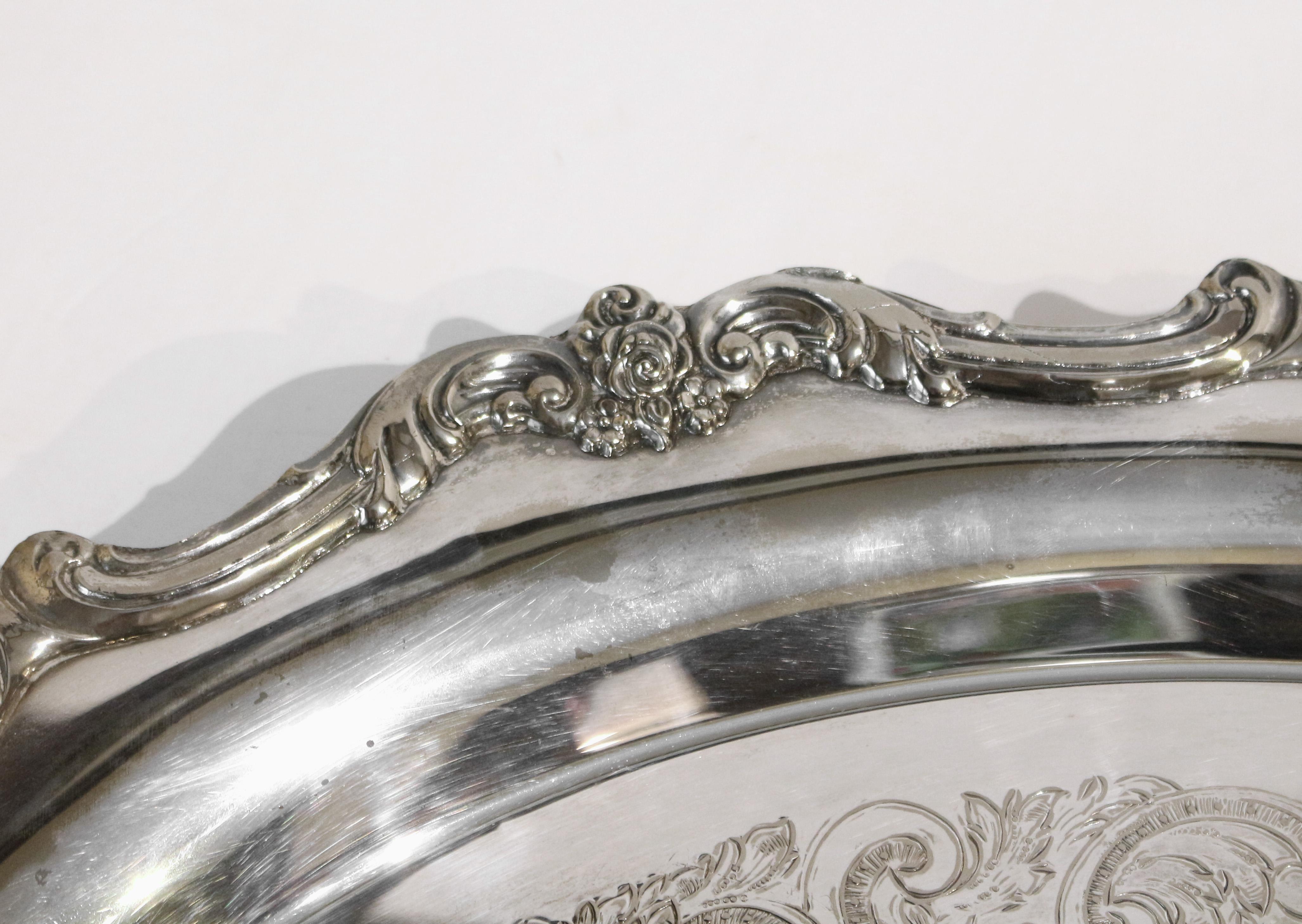 American Late 19th to Early 20th Century Rococo-Style Silver Plate Tea Tray by Towle For Sale
