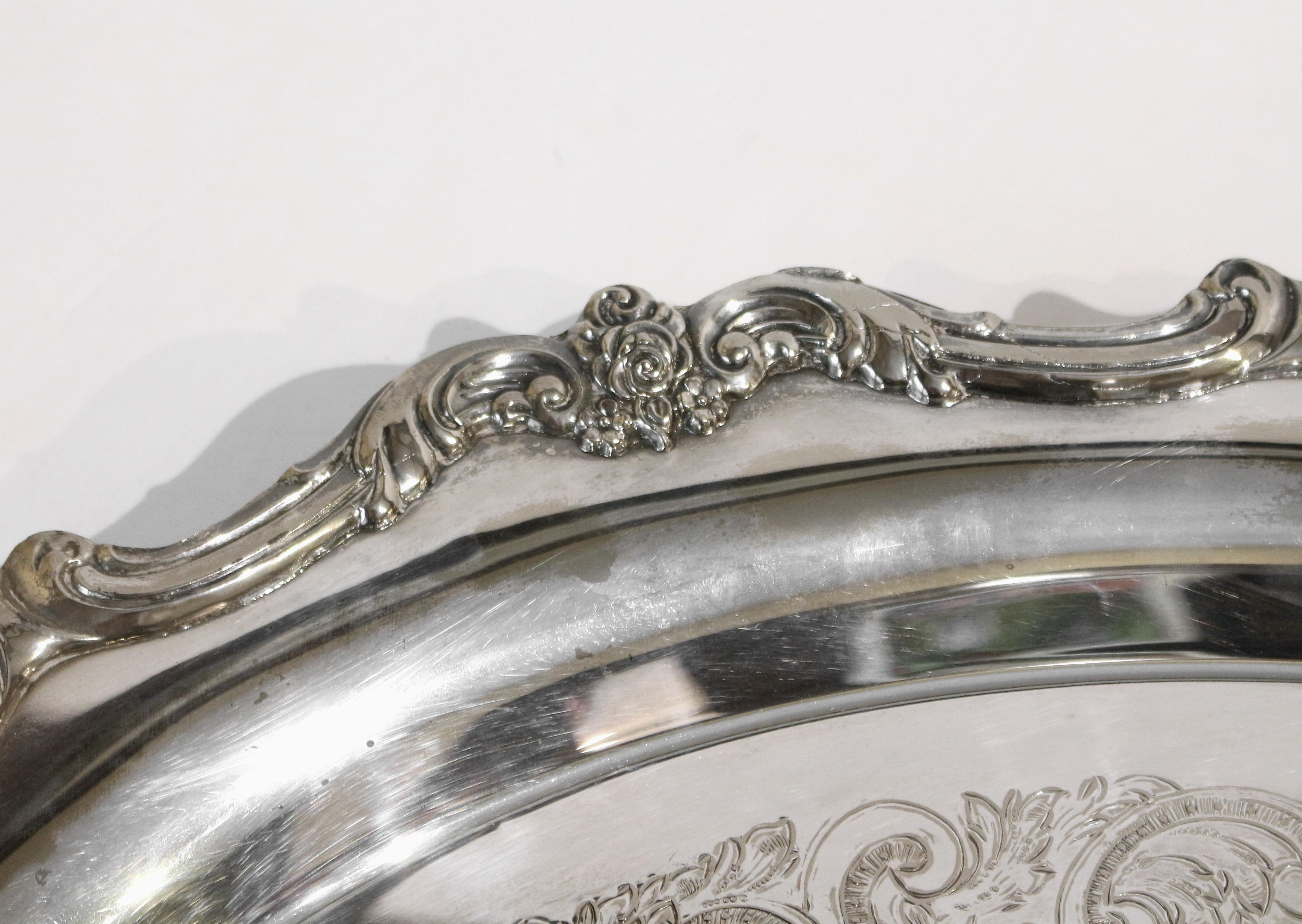 American Late 19th to Early 20th Century Rococo-Style Silver Plate Tea Tray by Towle